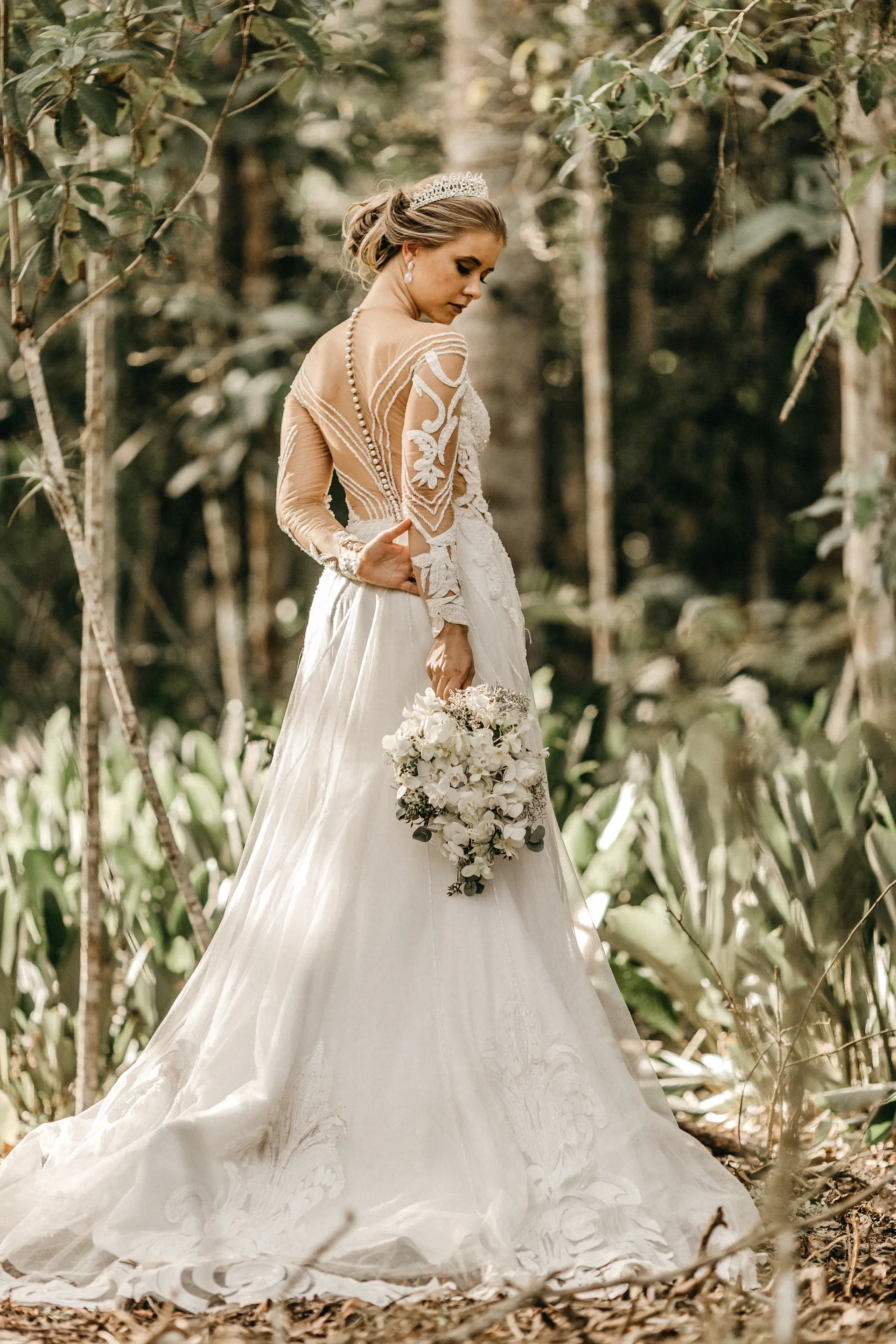 Detail of silk and lace gown
