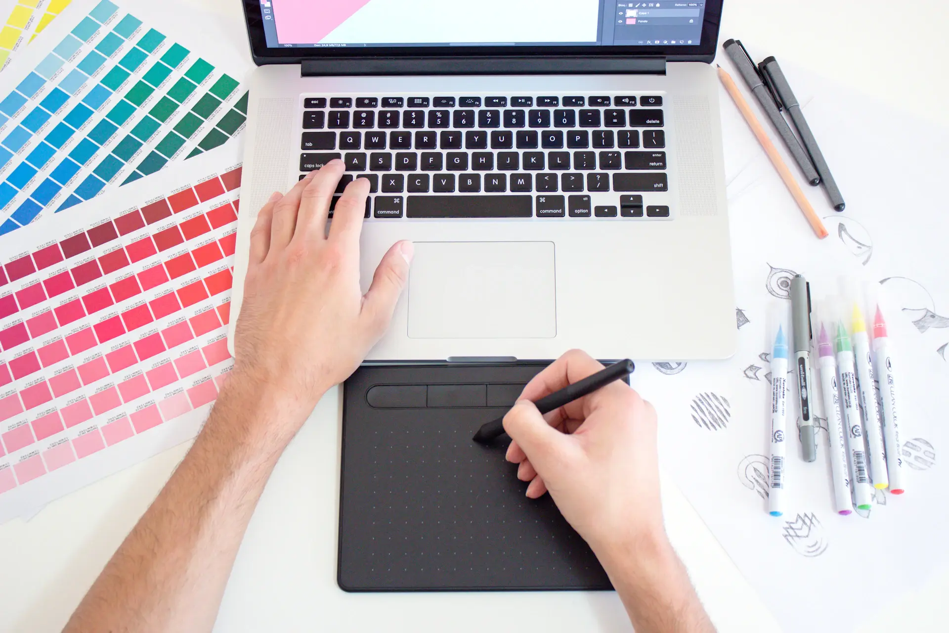 Designer sketching interface ideas