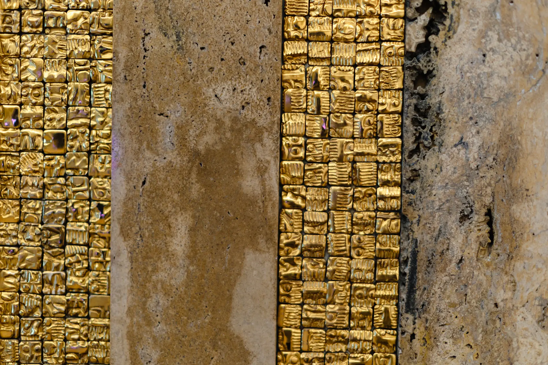 Refined material detail of brass and stone