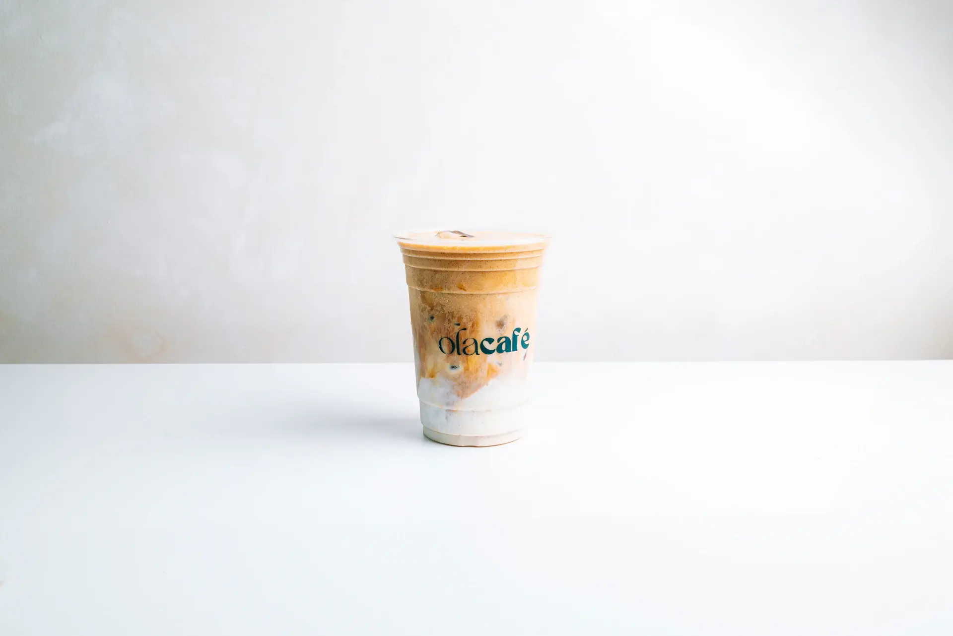 Iced macchiato on a marble counter