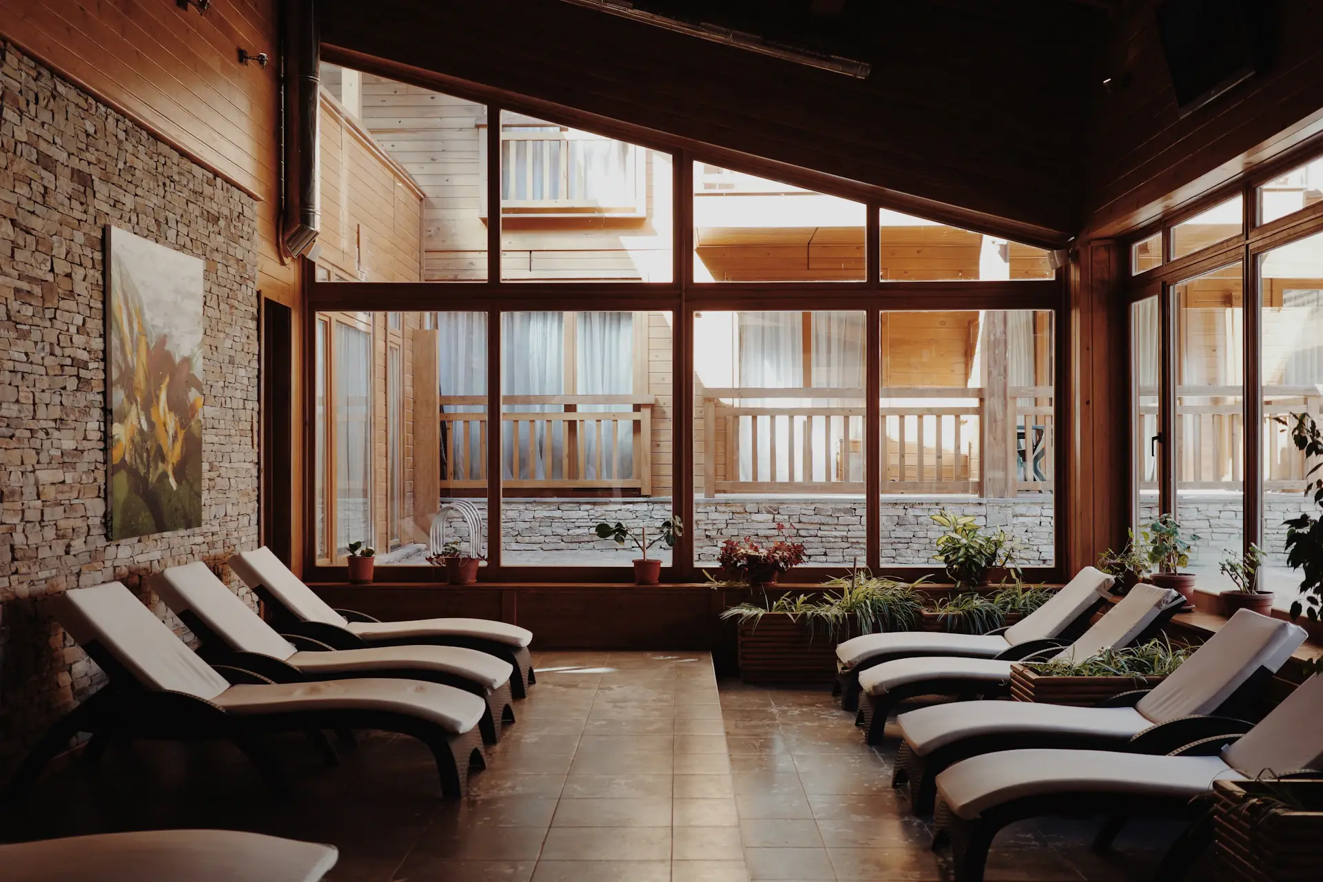 Serene spa space softened with lush tropical plants