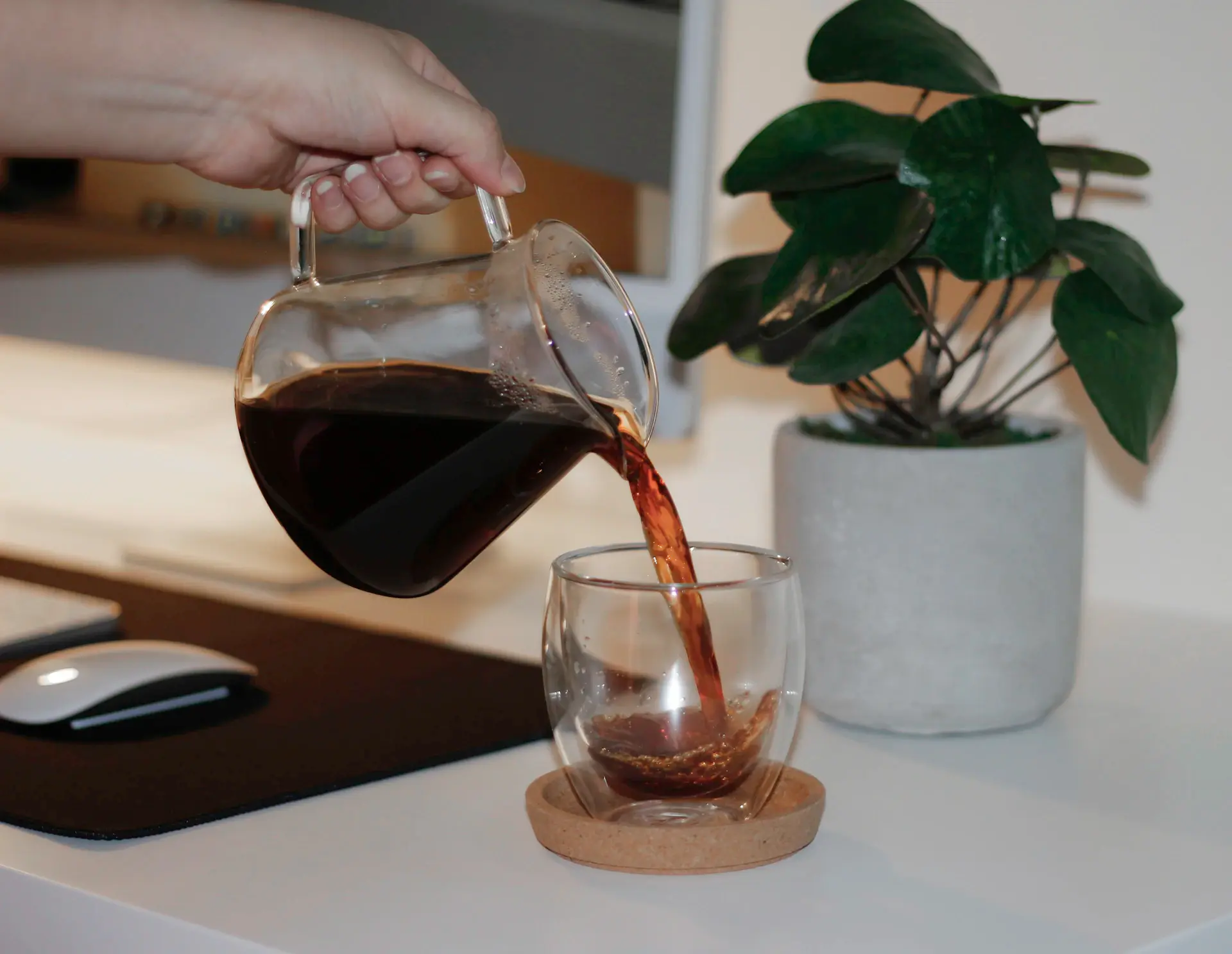 Pour over coffee in a glass server