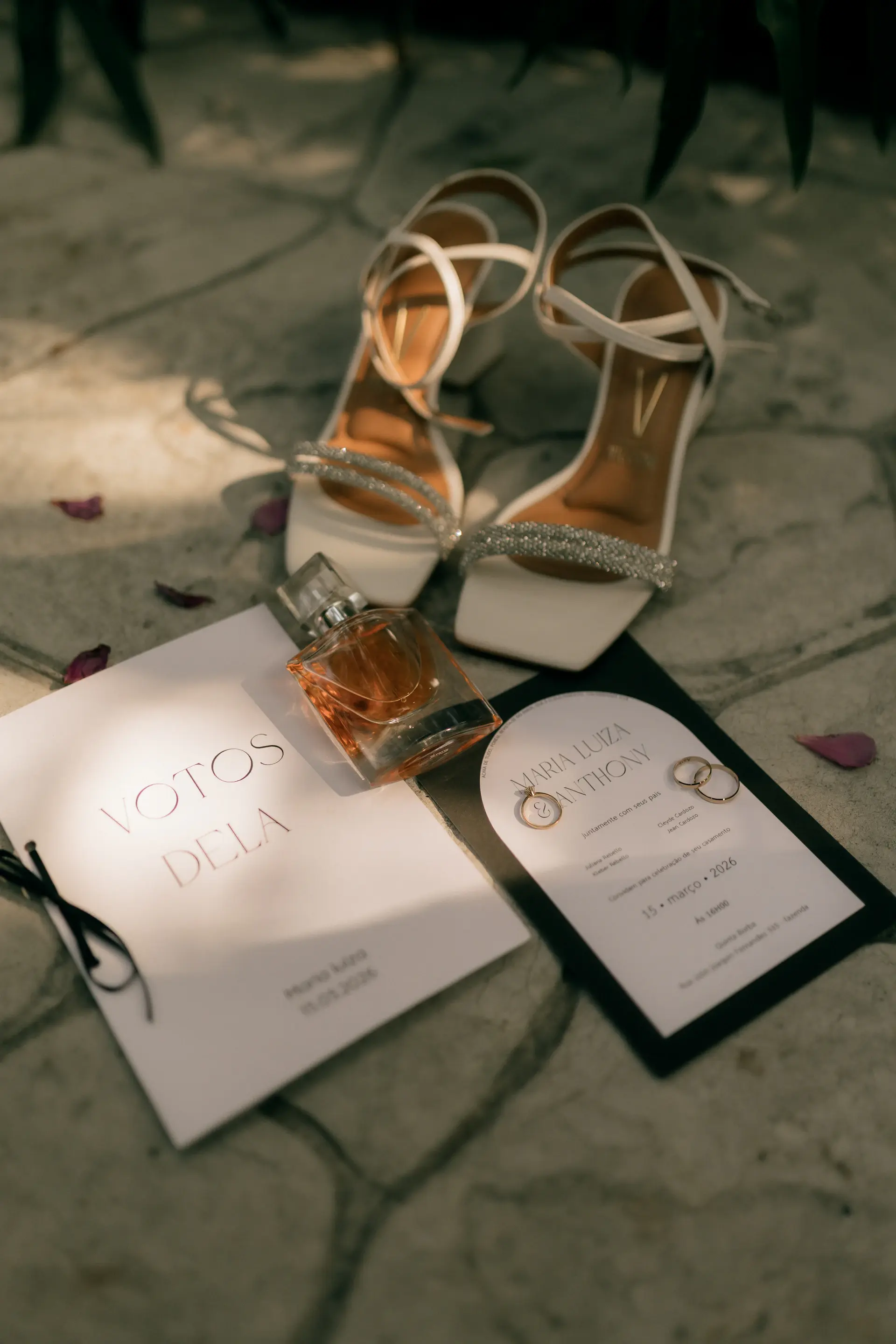 Letterpress wedding invitation suite on textured paper