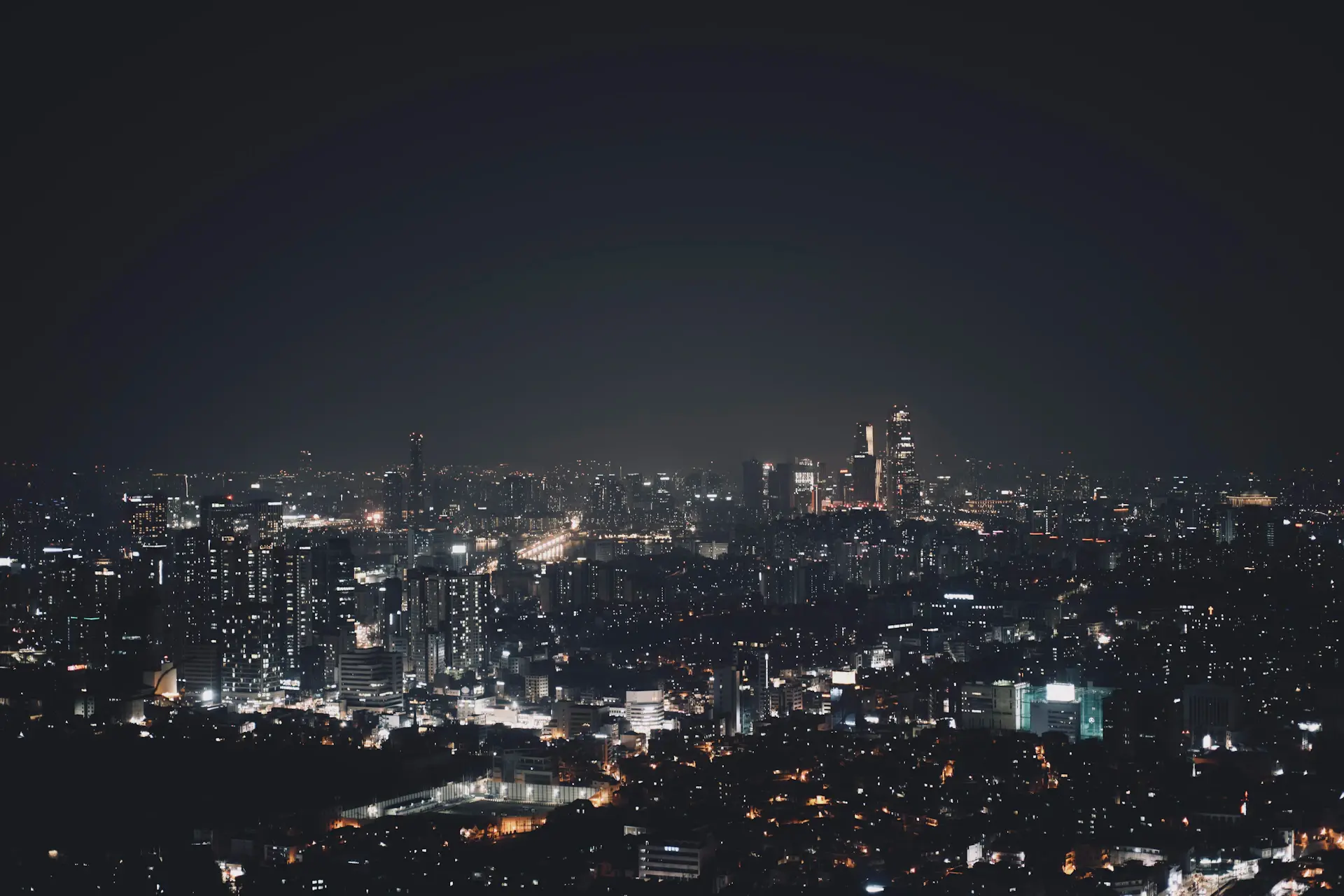 Seoul cityscape at night with student-friendly streets