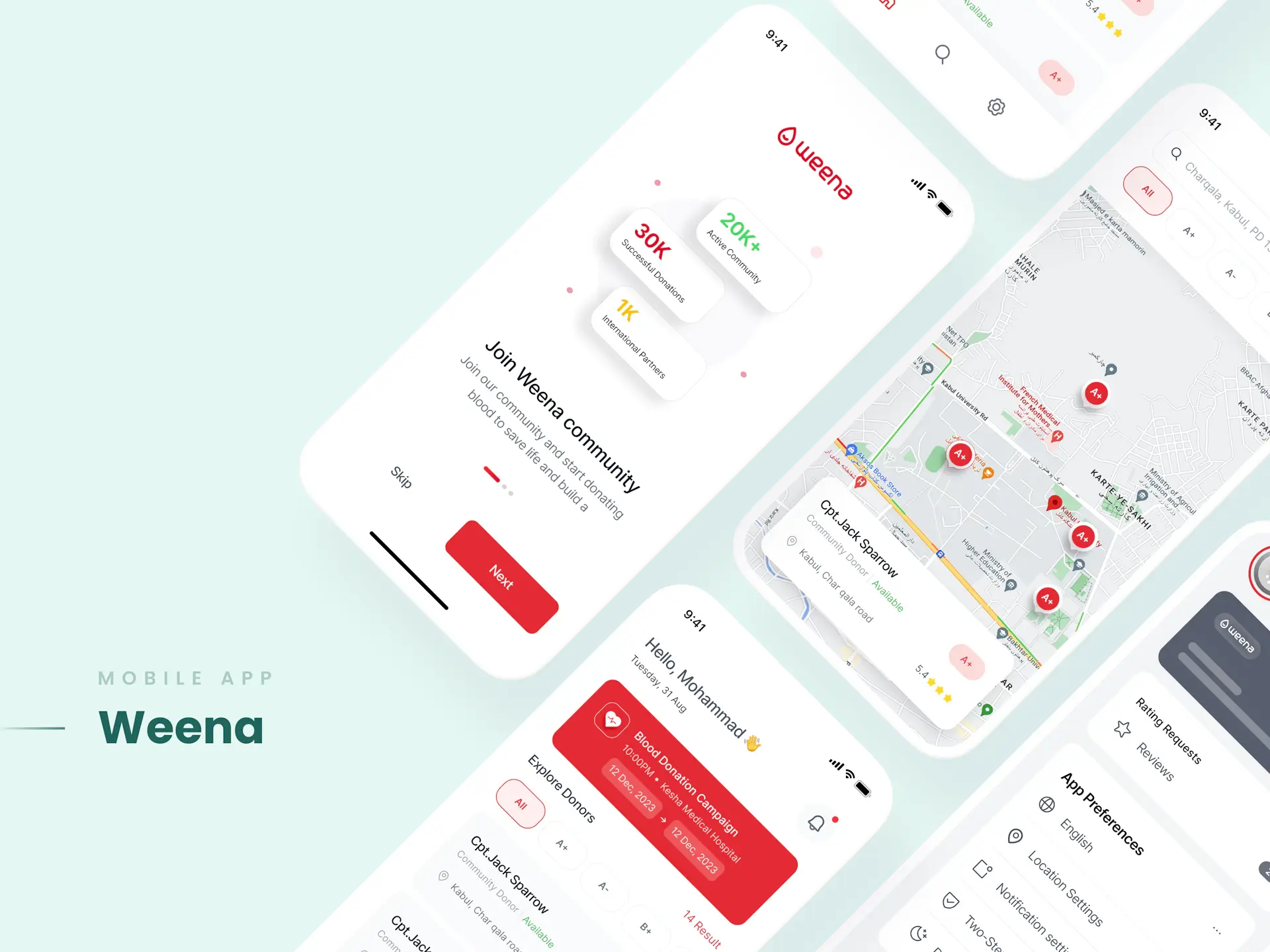 Atria healthcare booking app screens