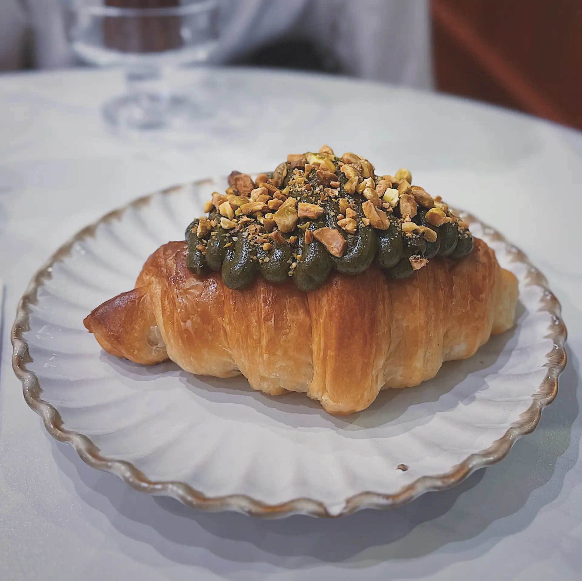 Pistachio brioche roll
