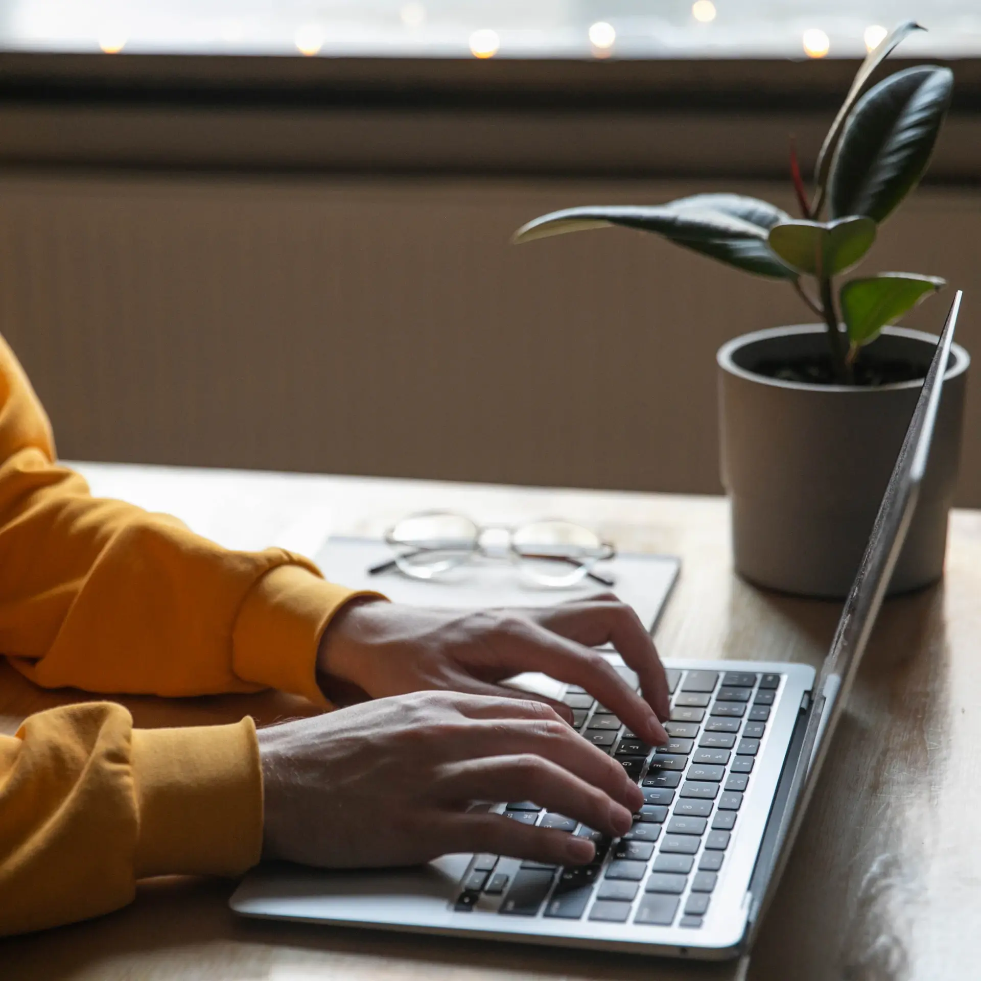 Keyword research spreadsheet on a laptop