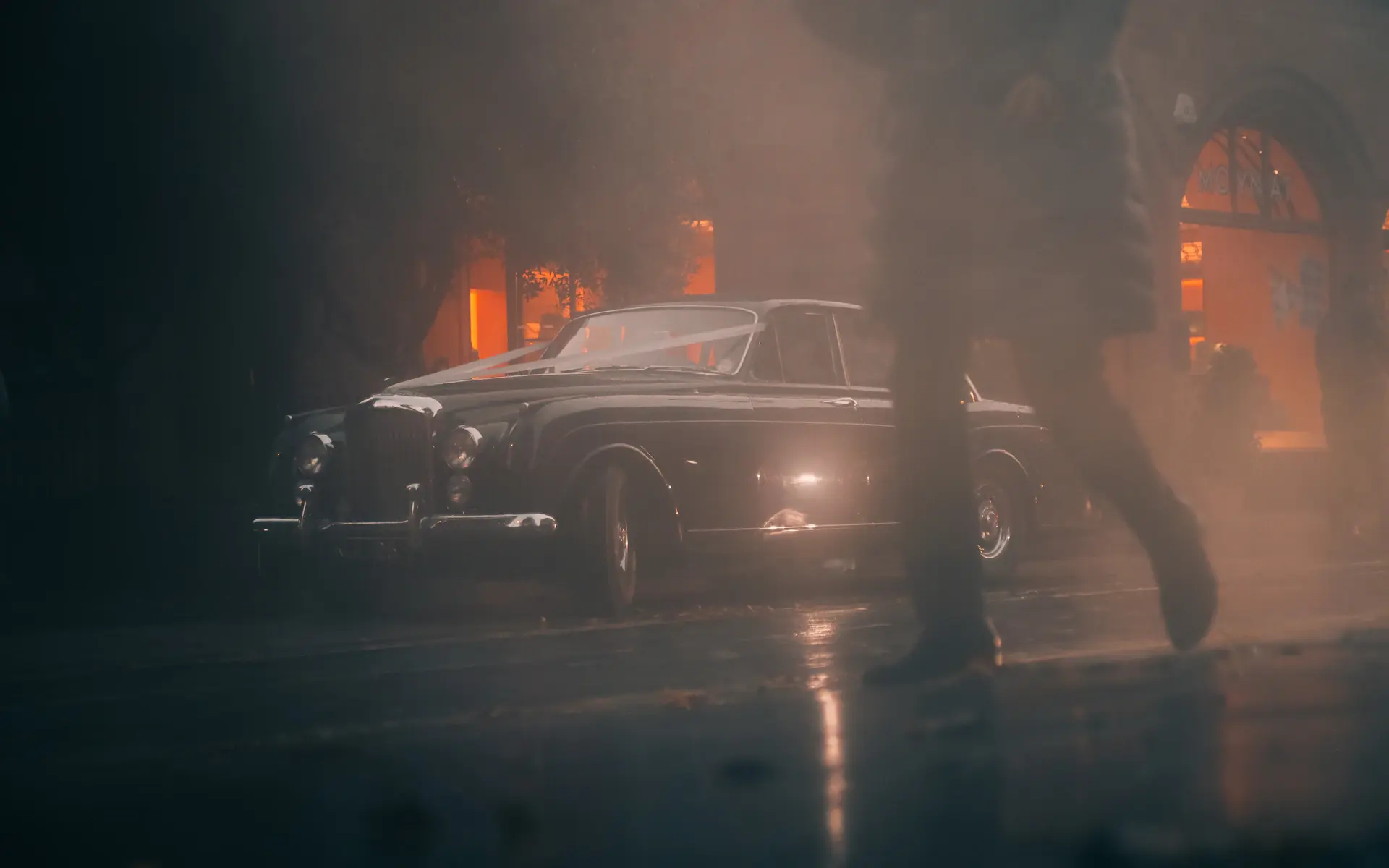 The Phantom Coupé three-quarter view in low cinematic light