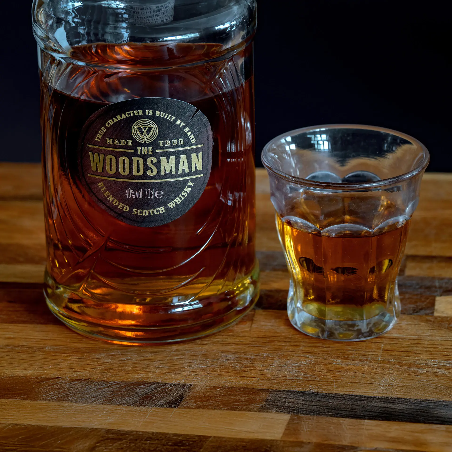 Glass of aged single malt whisky