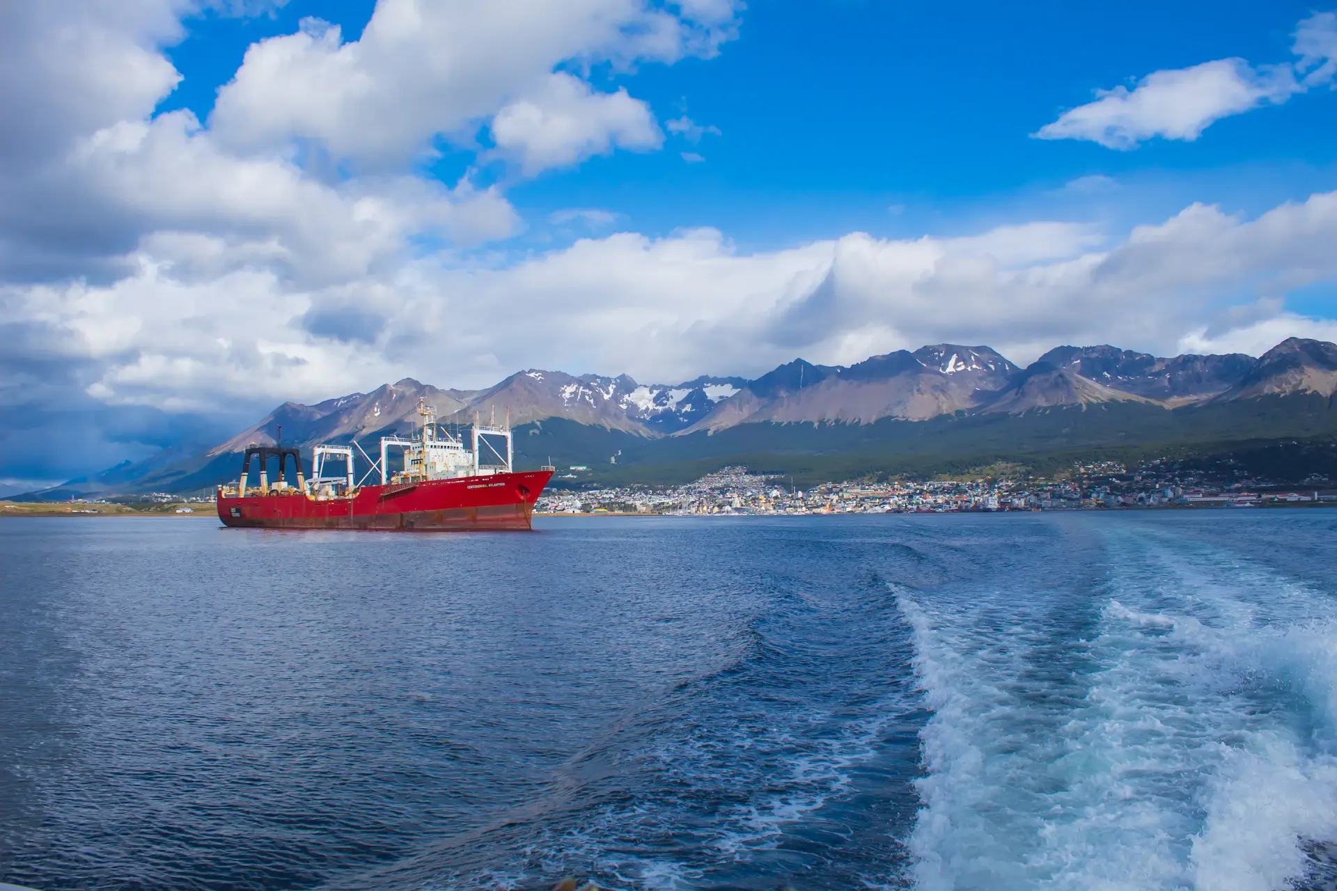 The expedition vessel returning to the calm harbour of Ushuaia