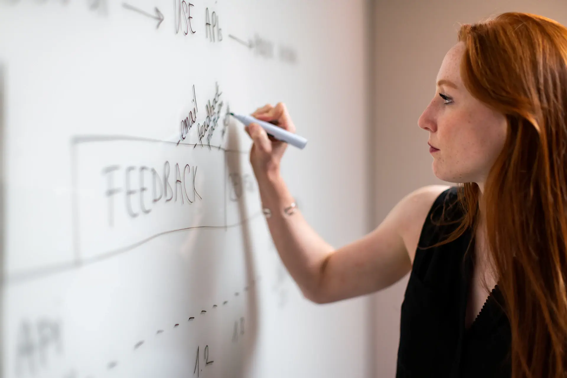 Marketer mapping search intent on a whiteboard