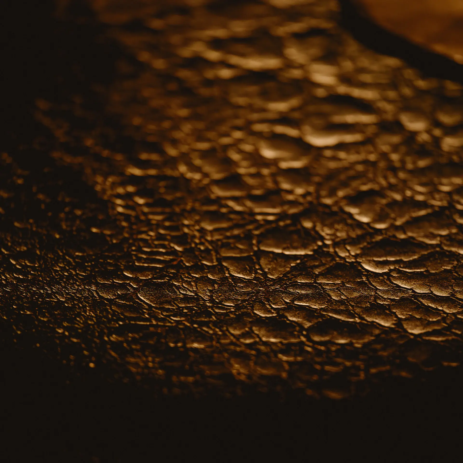 Macro swatch of warm saddle-brown vegetable-tanned leather