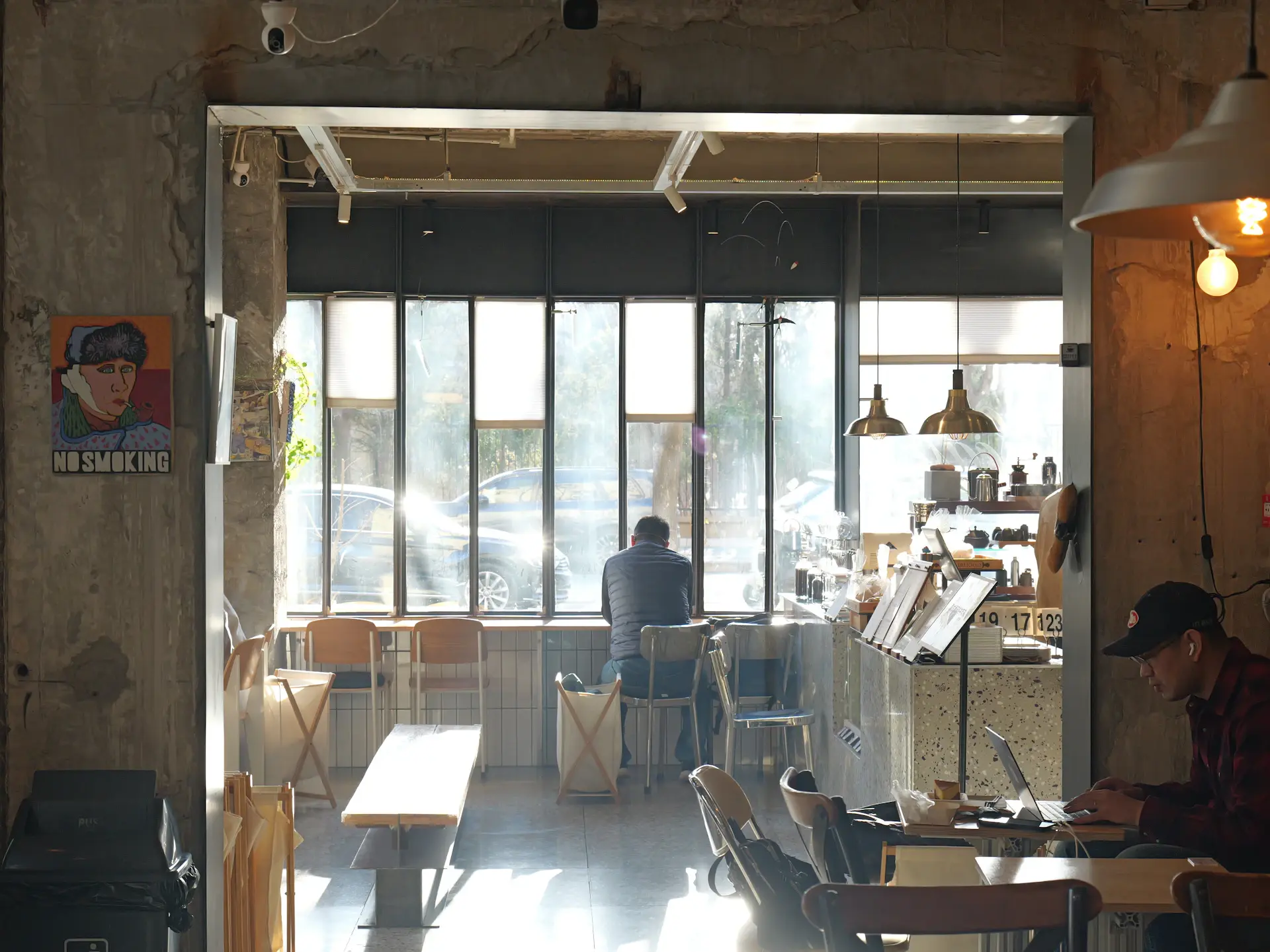 Remote freelancer working from a quiet cafe