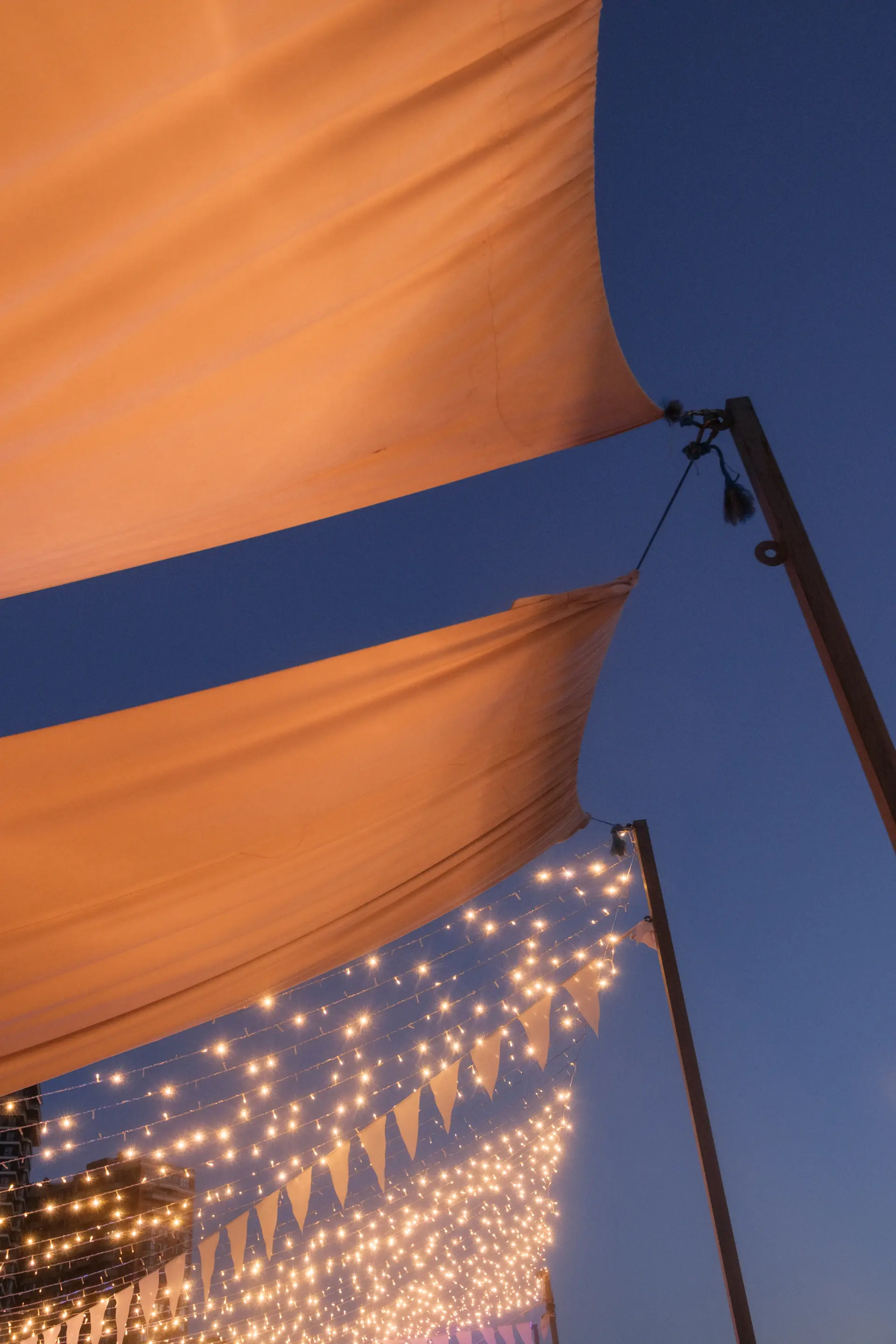 Rooftop reception at dusk