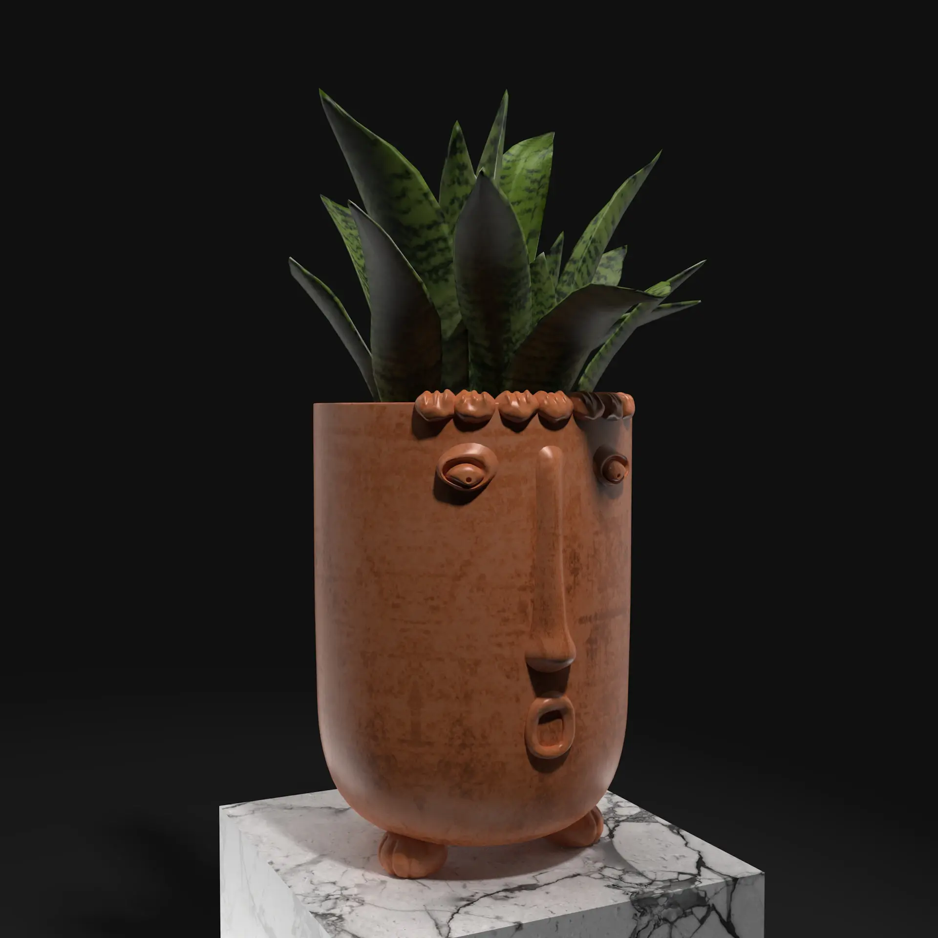 Tall snake plant in a ceramic pot