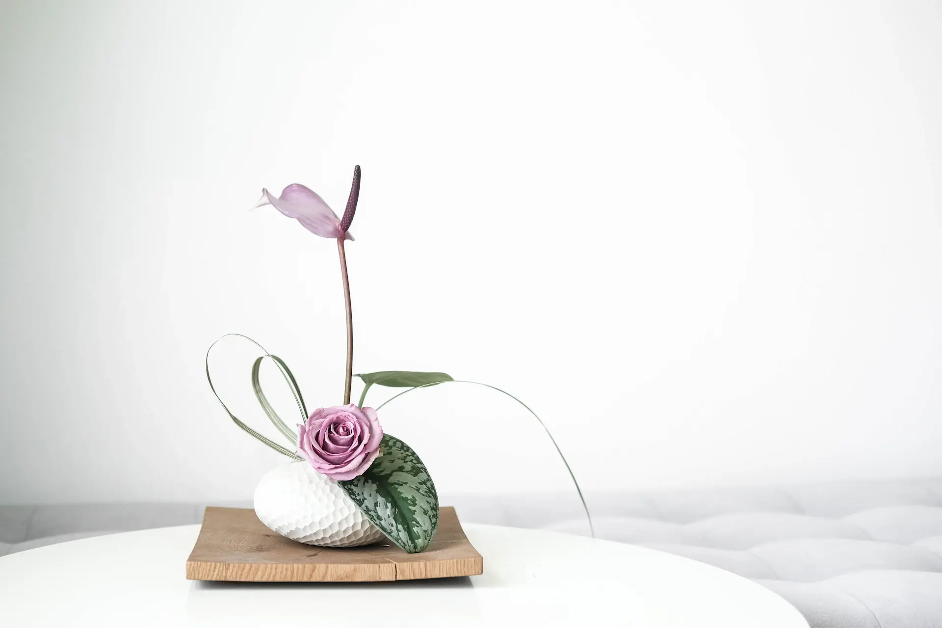 Bridal rose arrangement in soft cinematic light