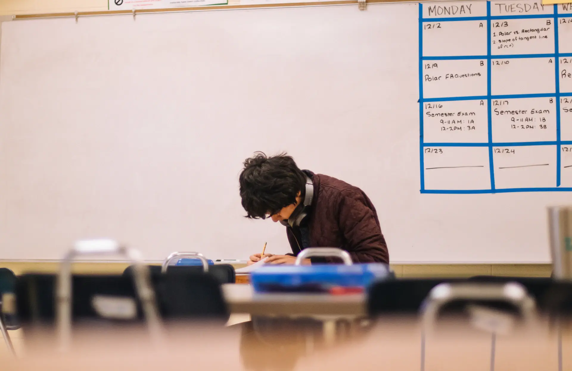 Student studying at a desk