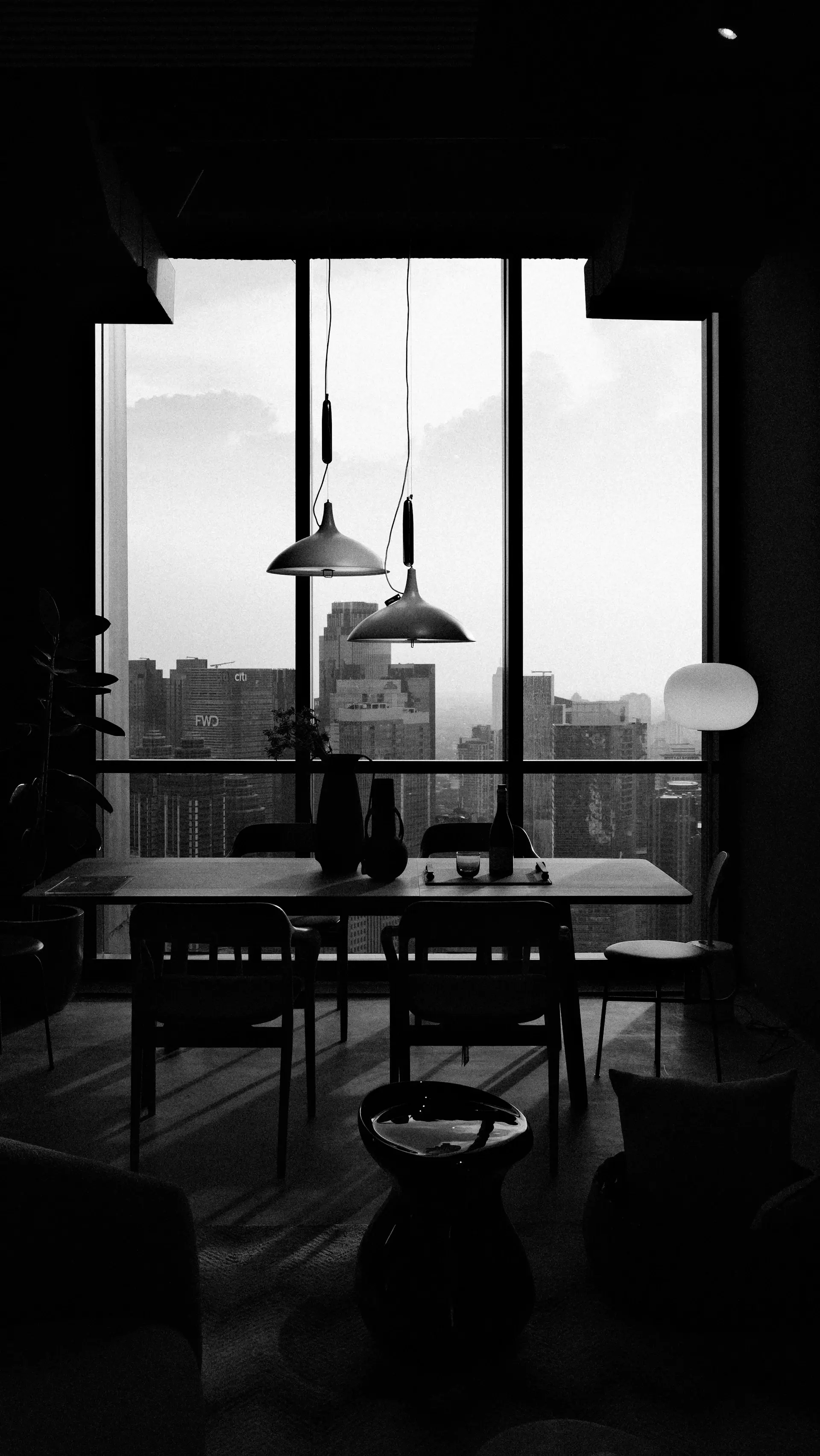 Elegant leased apartment interior with city view