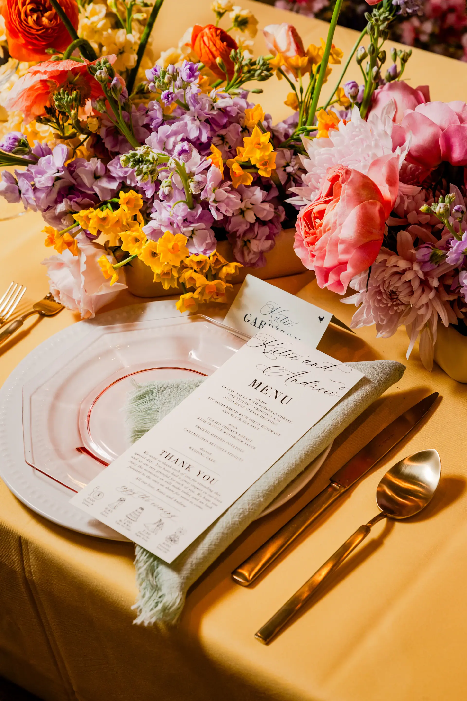 A garden table setting glowing in late summer light
