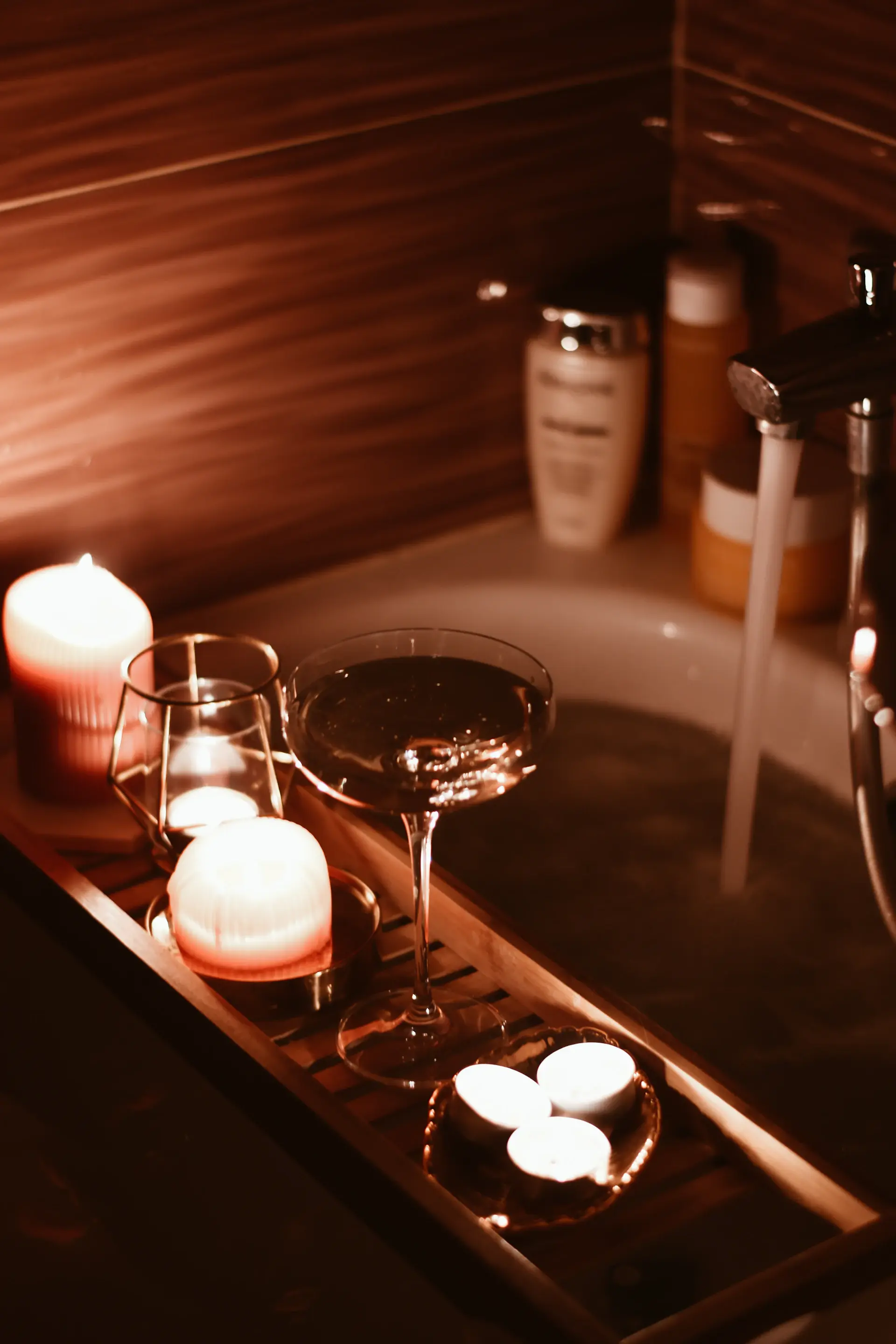 Aesthetic treatment lounge with champagne tones