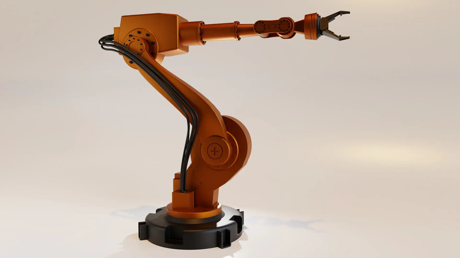 Cánh tay robot công nghiệp vận hành trong studio tự động hóa