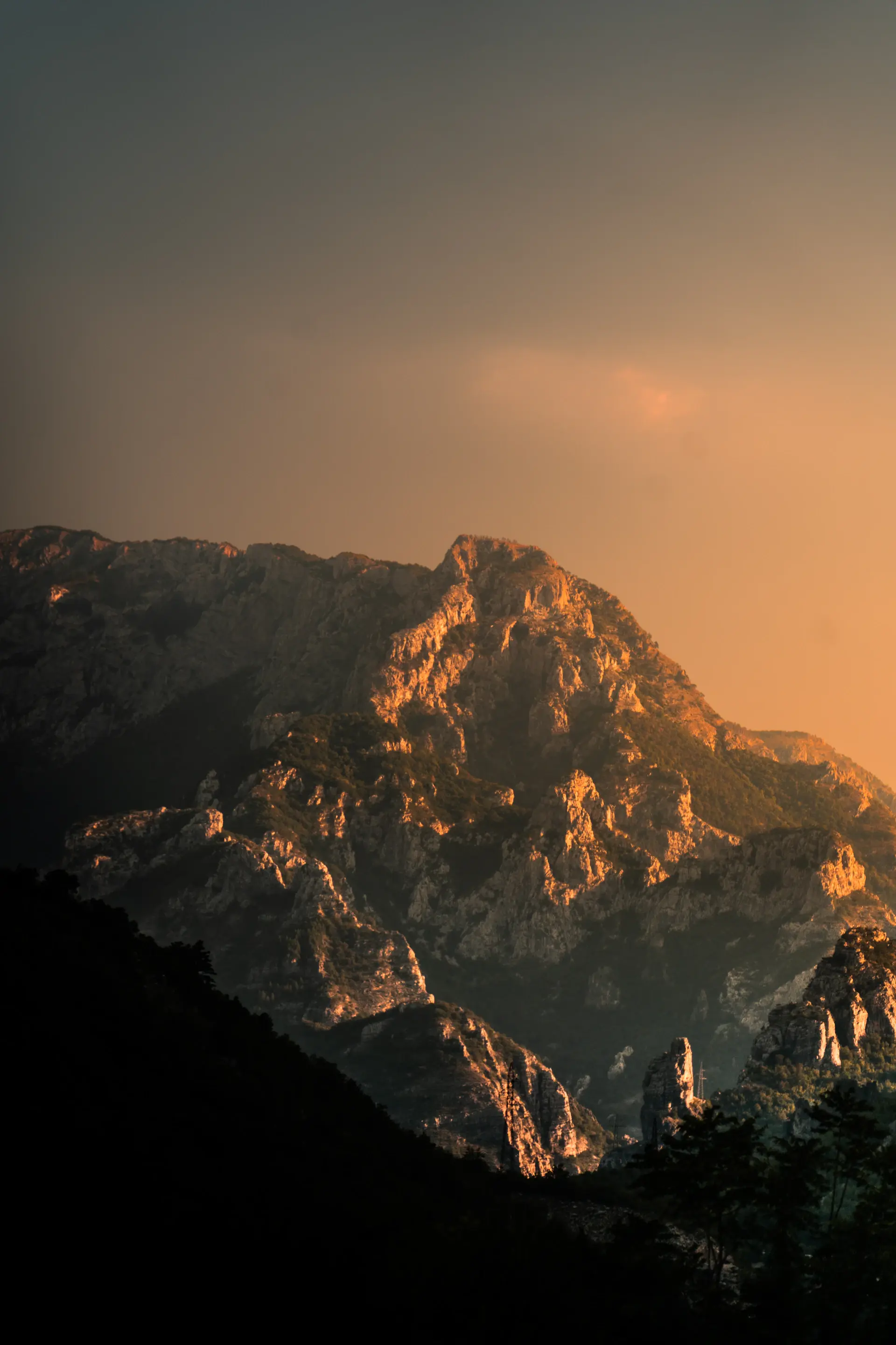 Dolomite spires catching the first warm light