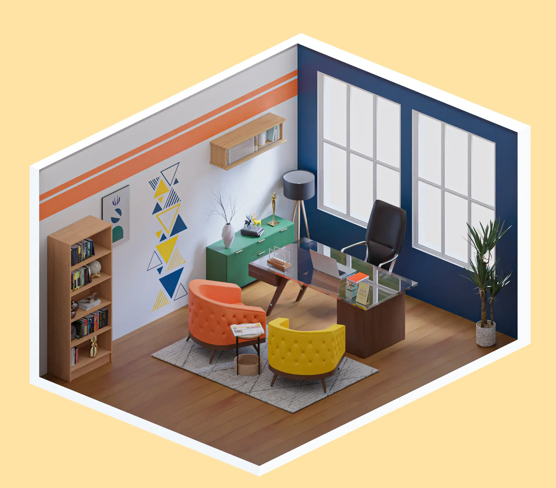 Designer at work in a bright studio