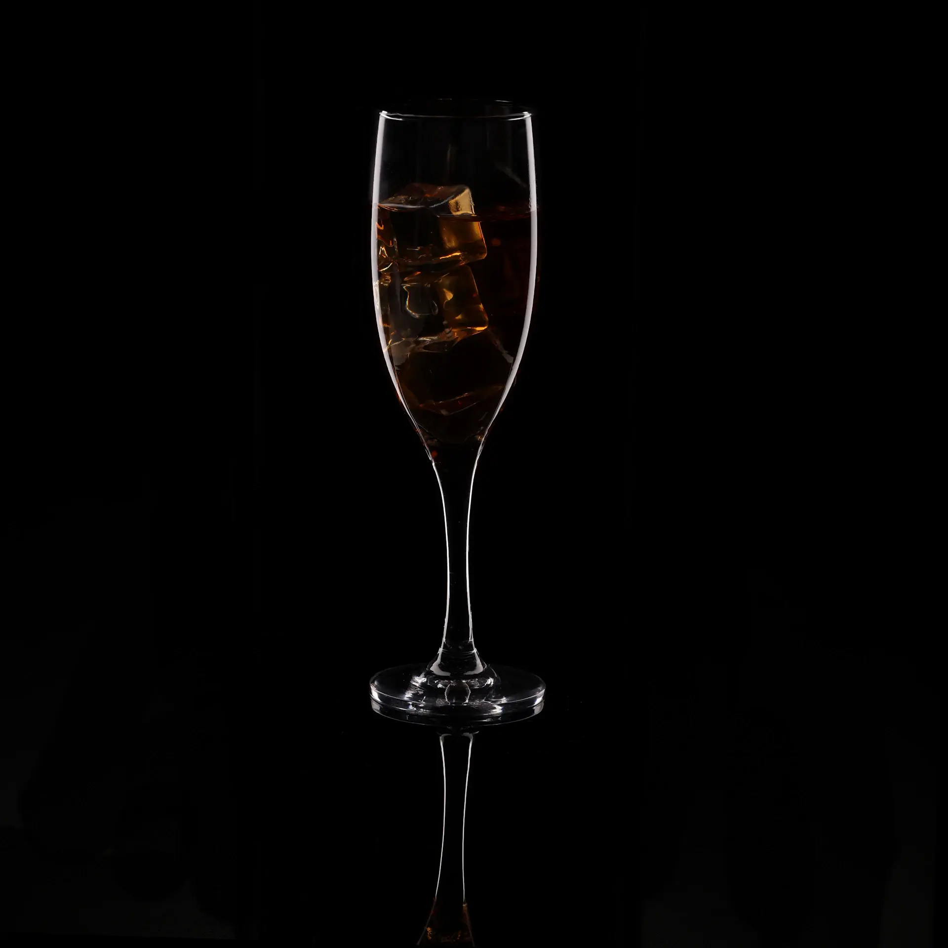 Flute of vintage champagne with fine bubbles