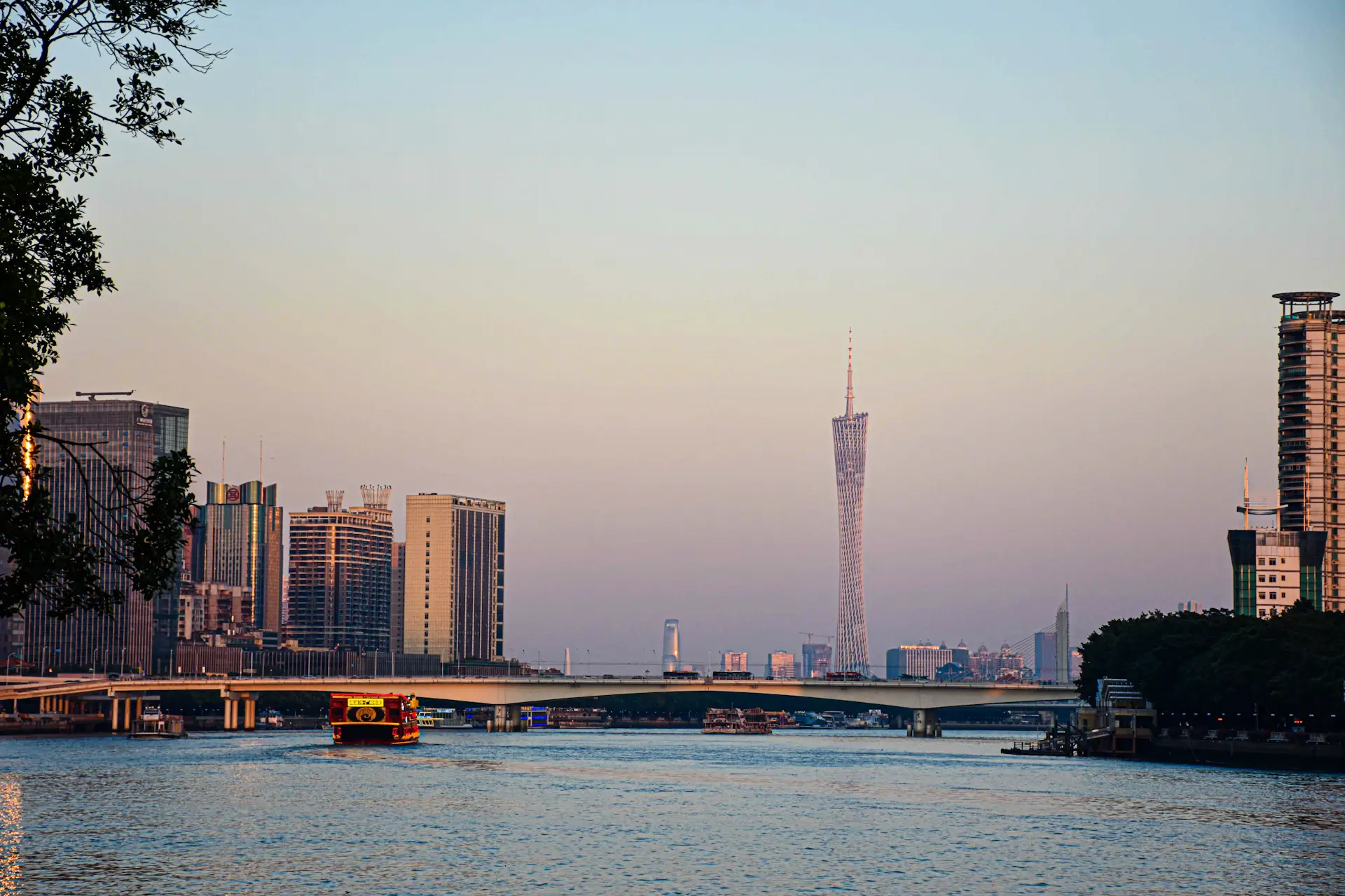 Guangzhou Canton Tower and Pearl River waterfront