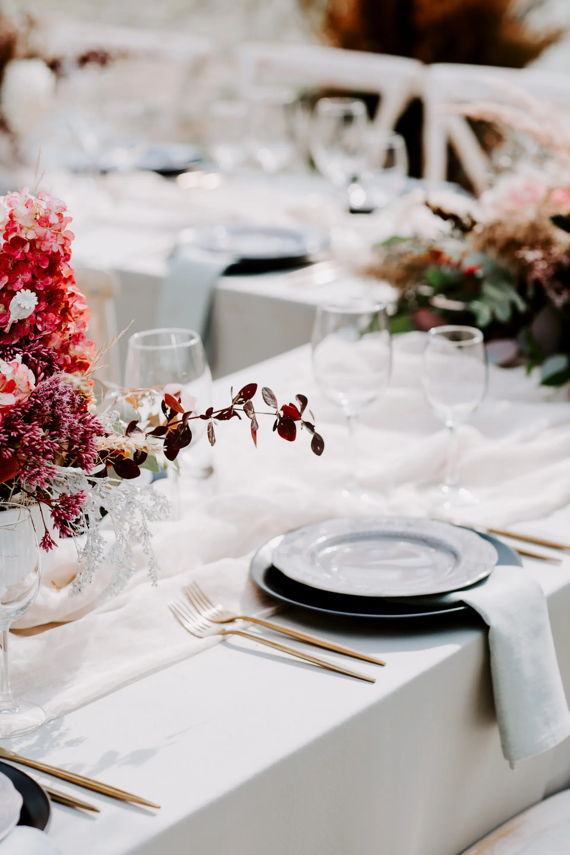 An elegantly set reception table