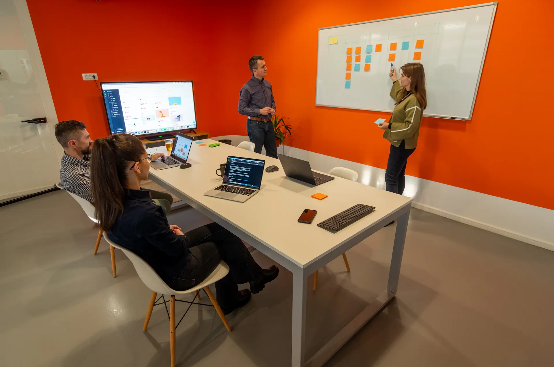 Student presenting a project in a seminar room