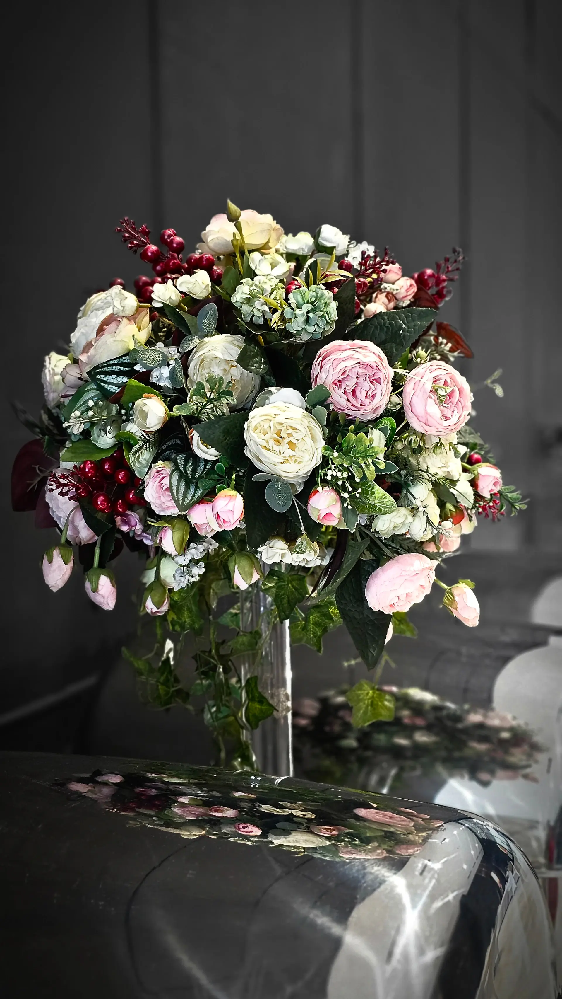 Maison Rose signature rose box on dark velvet