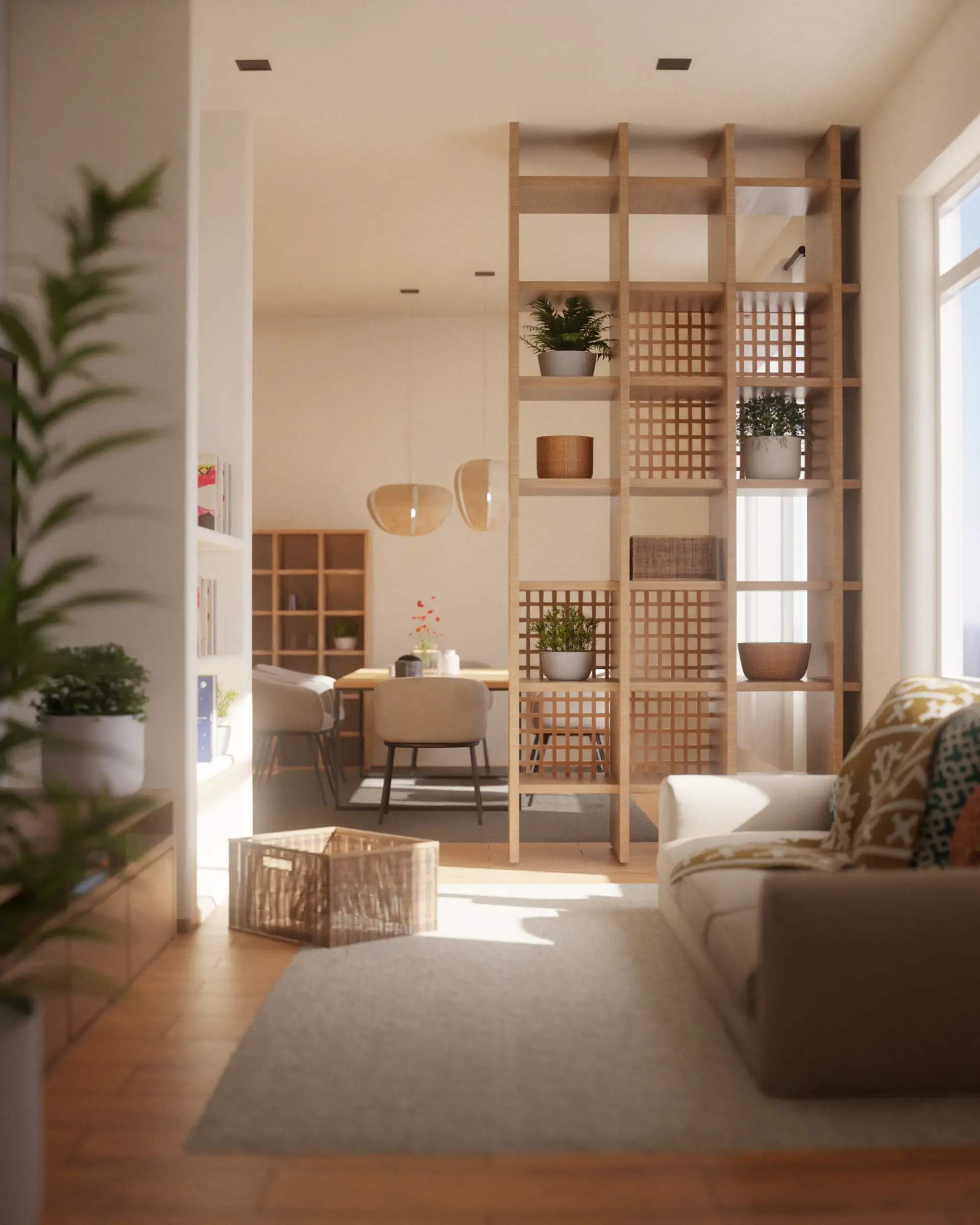 Nội thất nhà phố phong cách Japandi ấm áp