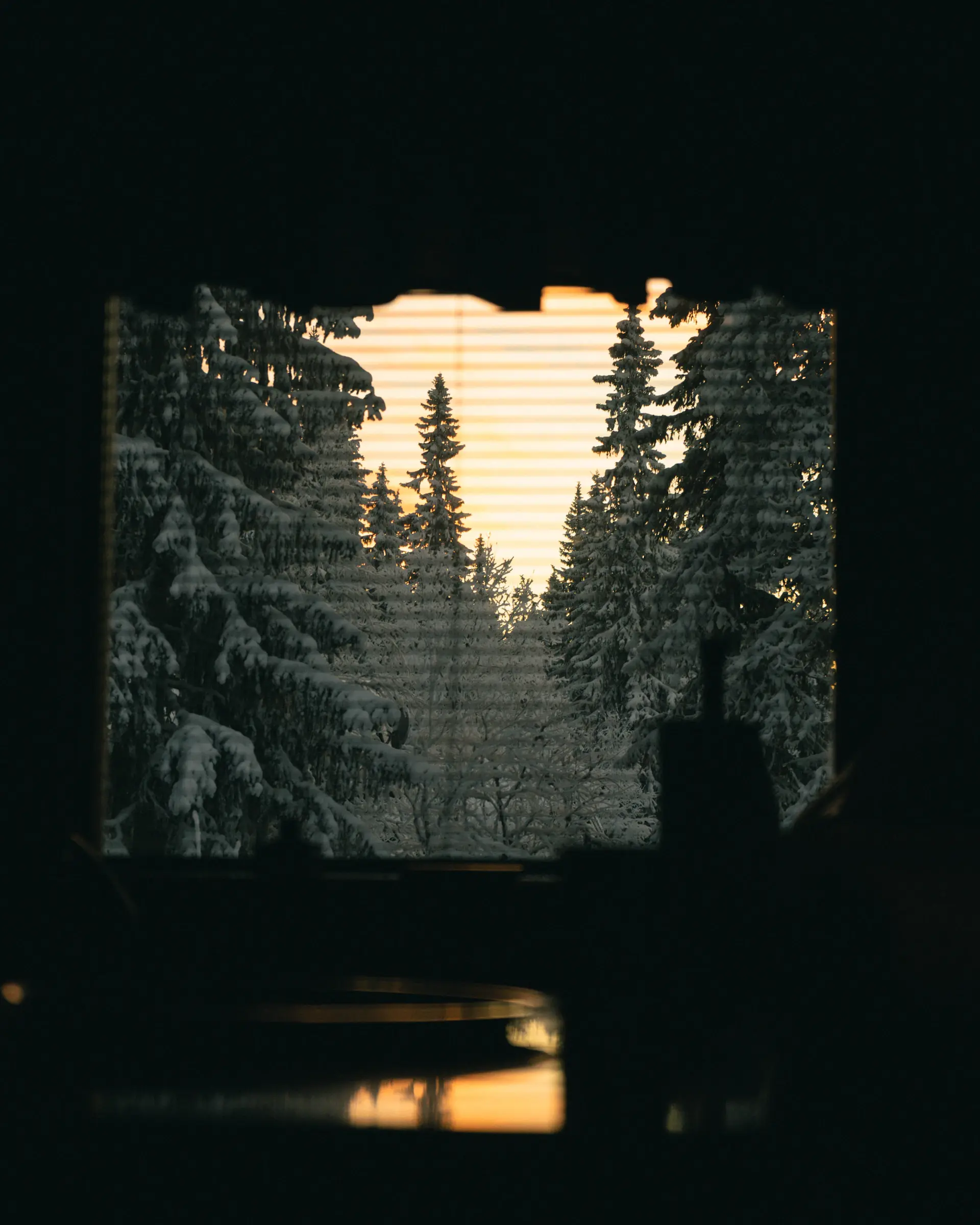 Glacier light through a cabin window