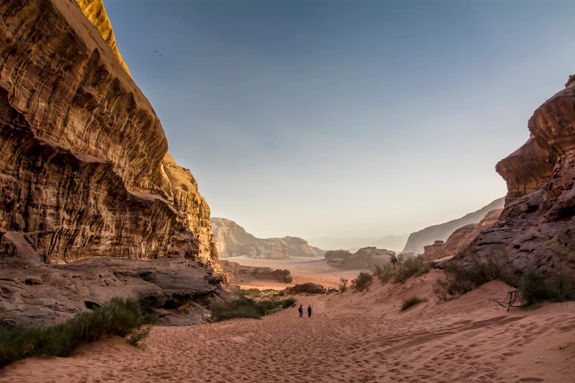 Sandstone monoliths glowing in late desert light