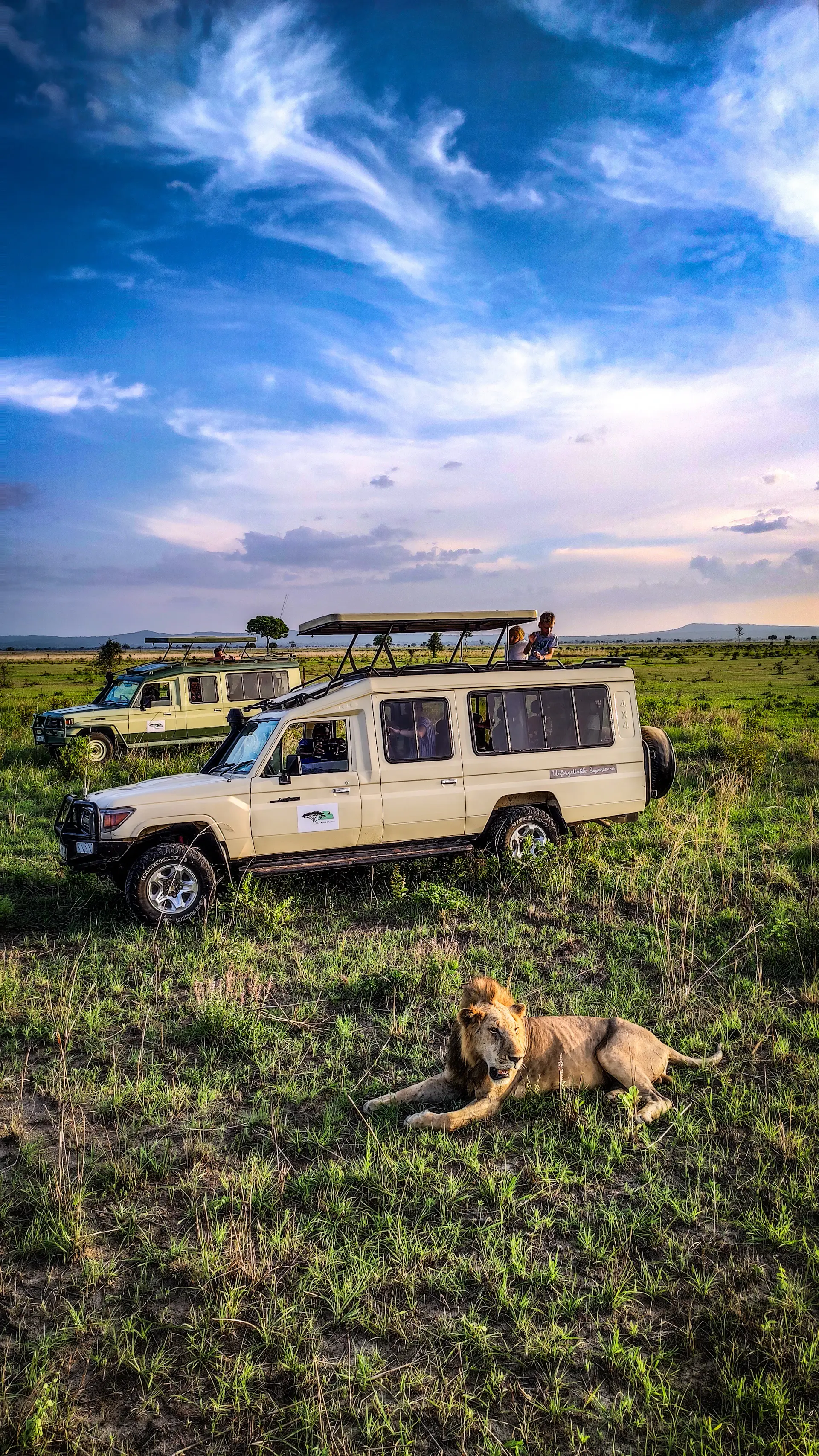 Private camp overlooking the plains at golden hour