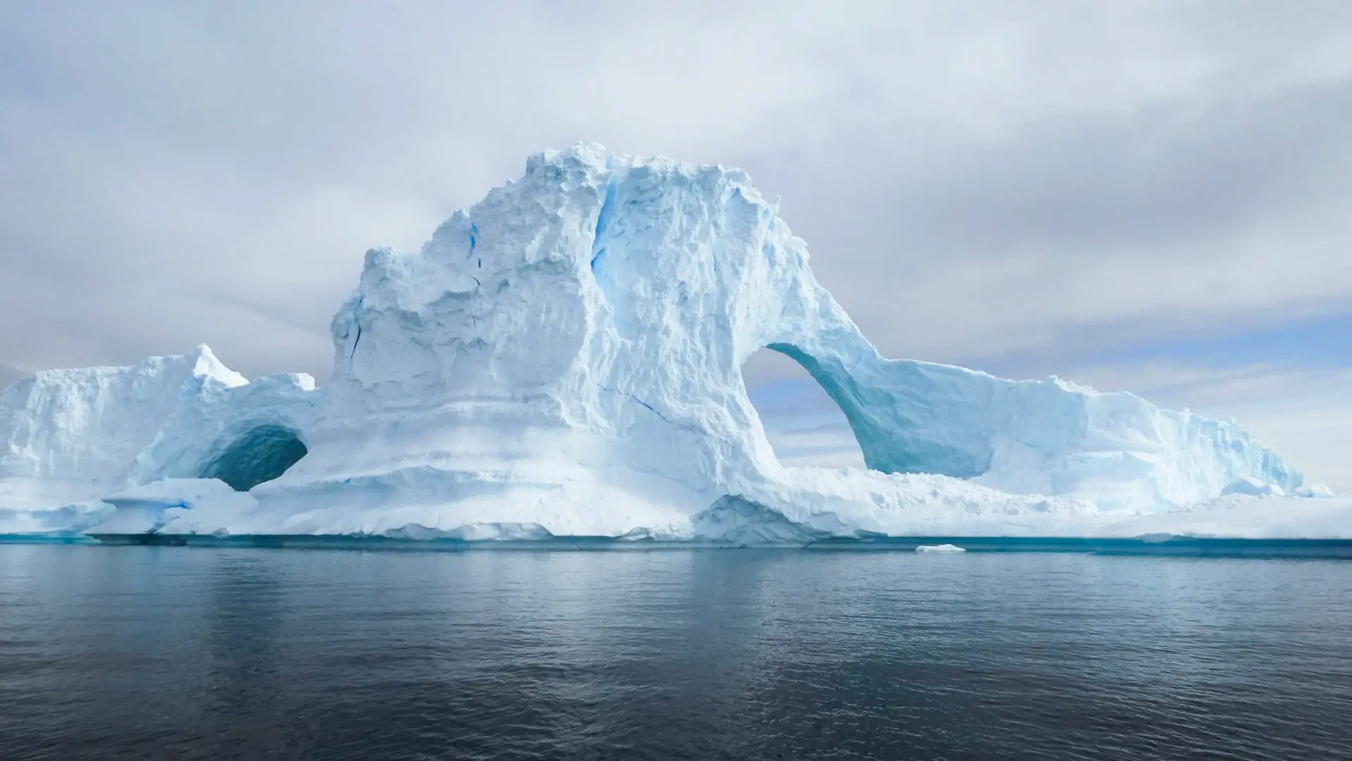 A vast flat-topped tabular iceberg in the Weddell Sea