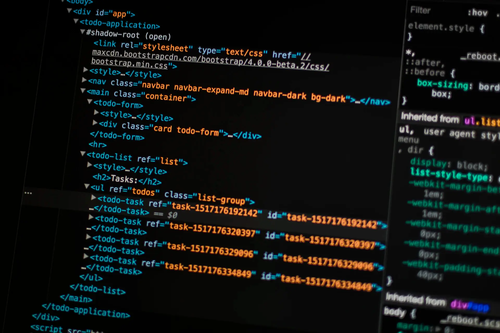 Close-up of a terminal and analytics dashboard at night