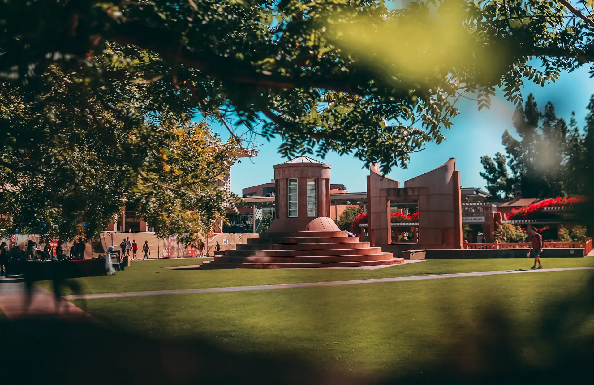 American university campus in autumn