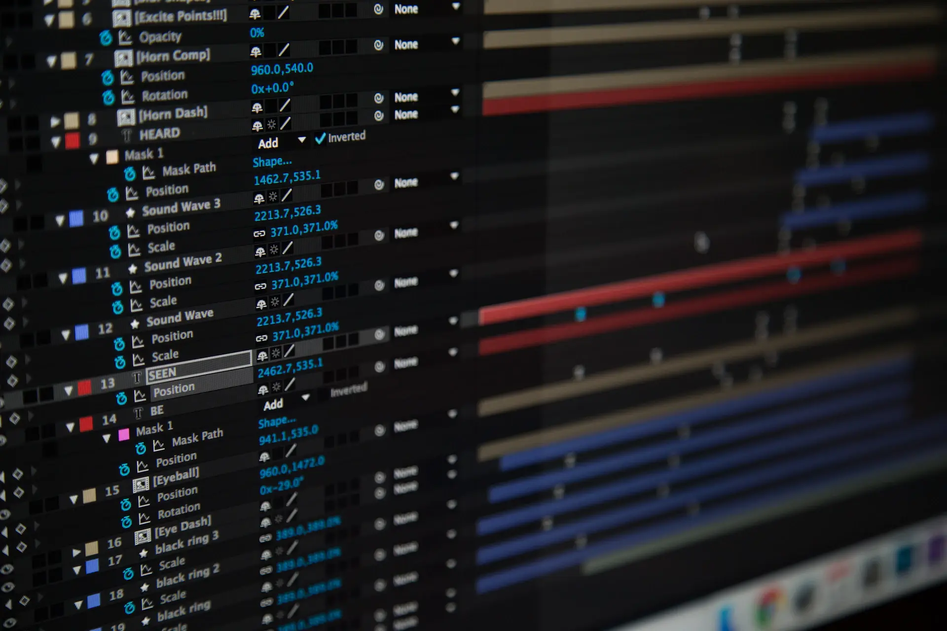 Animator scrubbing a motion timeline on screen