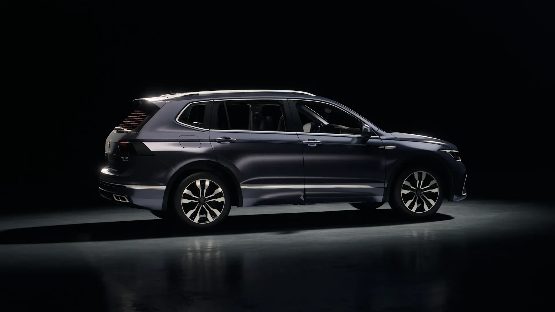 A bespoke luxury motorcar in a deep bespoke colour, photographed in a private setting