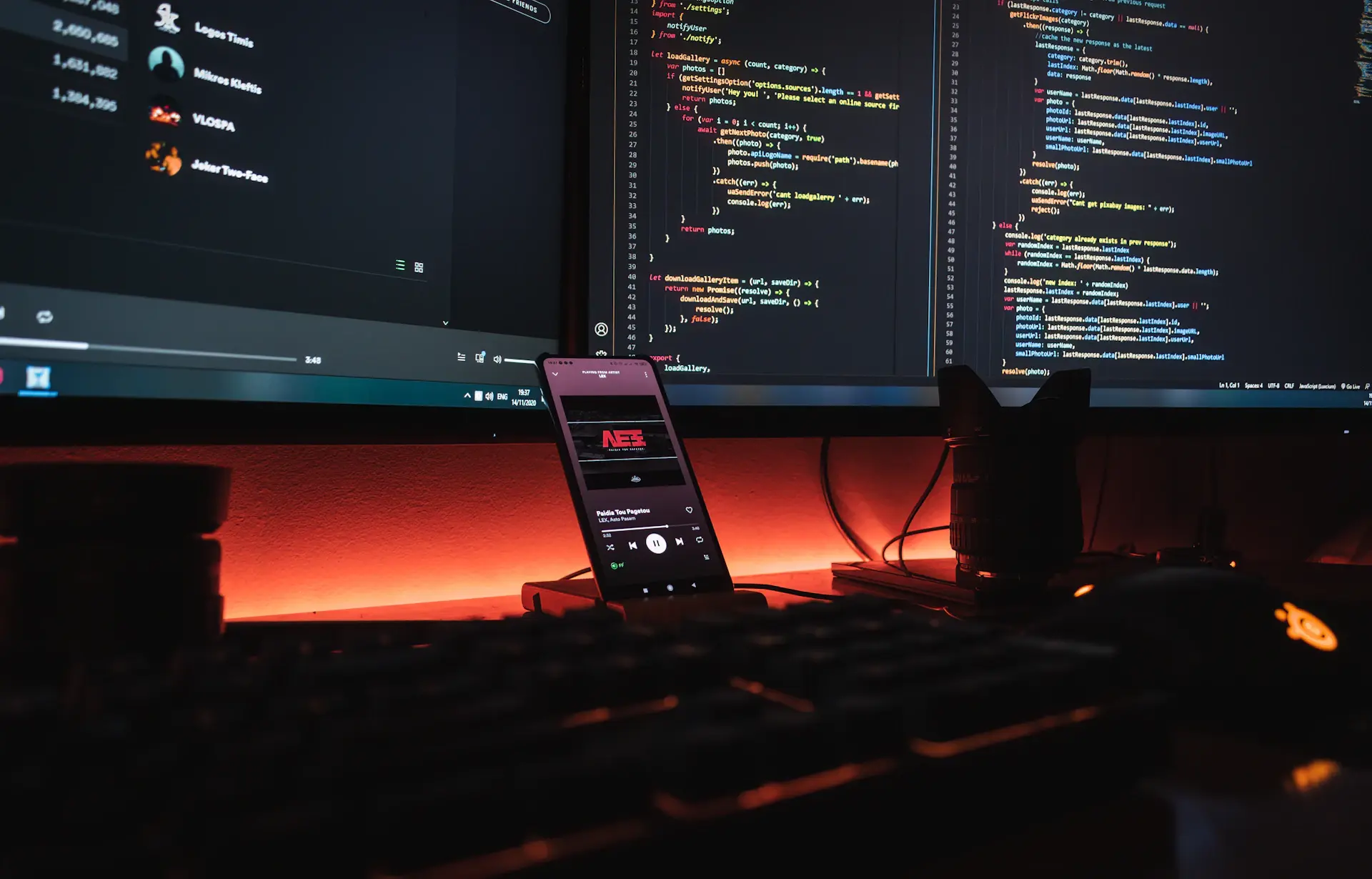 Developer reviewing code on a dark editor with a preview window