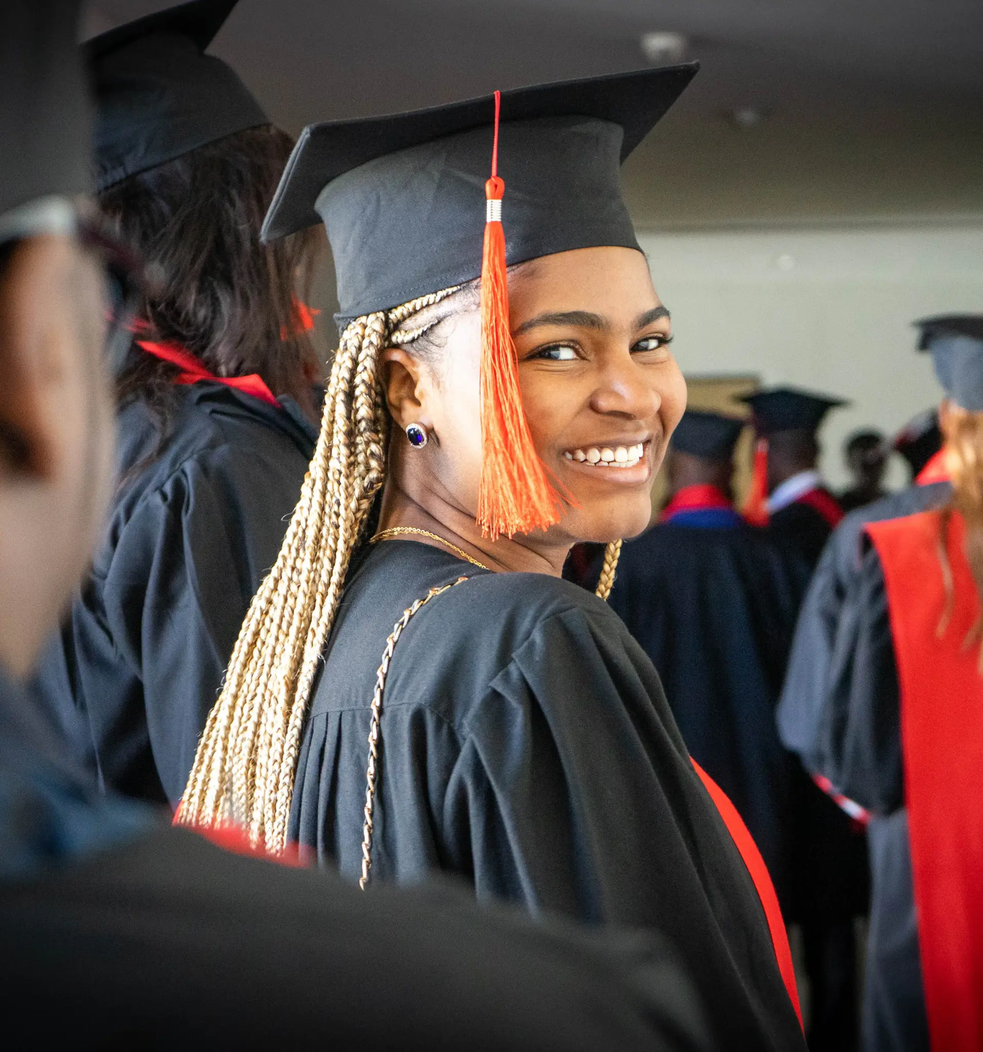 Portrait of a smiling female student accepted to Stanford