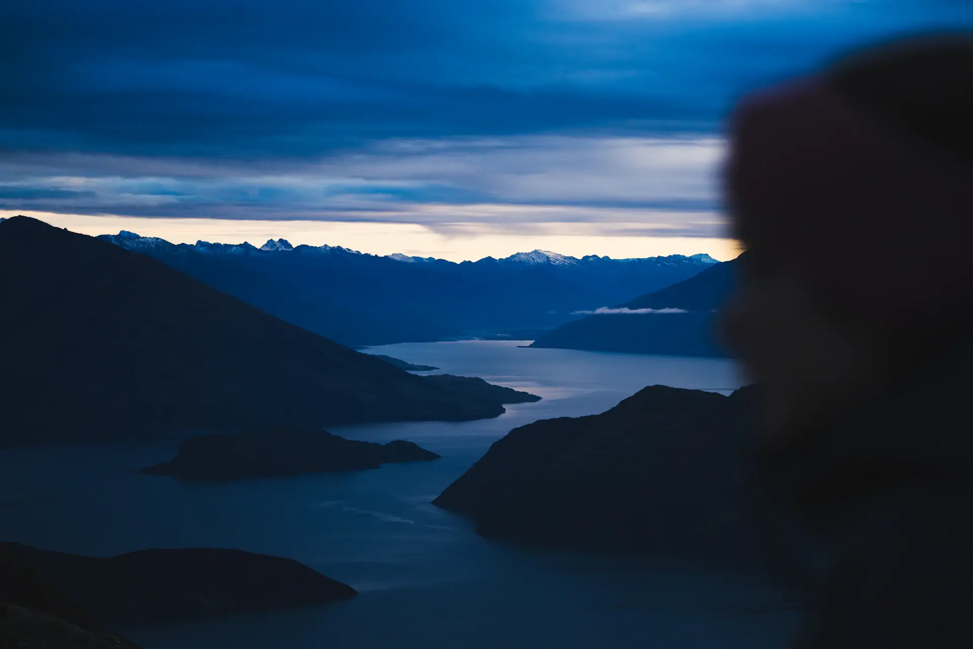 Cinematic remote landscape at twilight