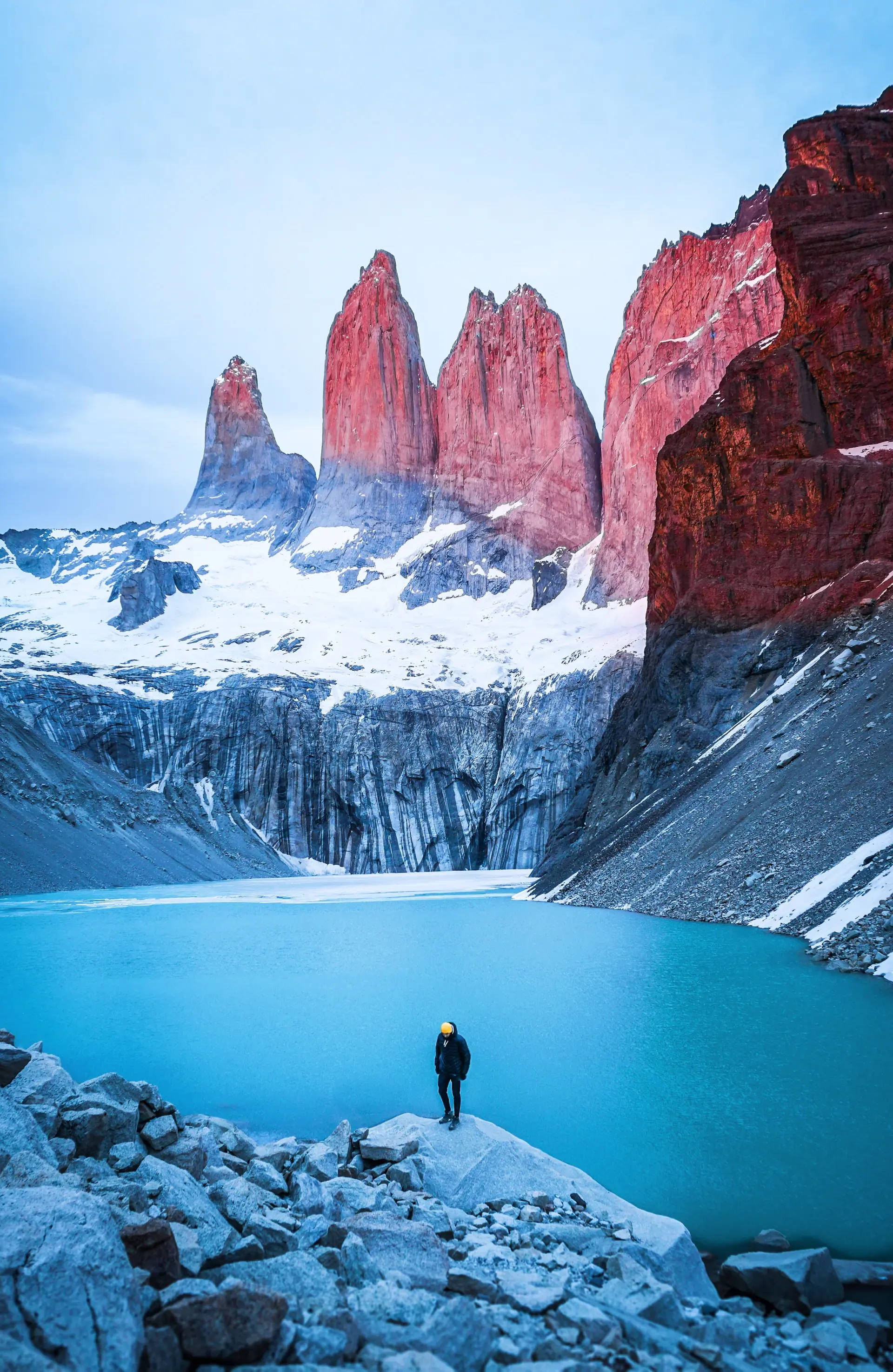 Jagged Patagonian peaks above a glacial lake