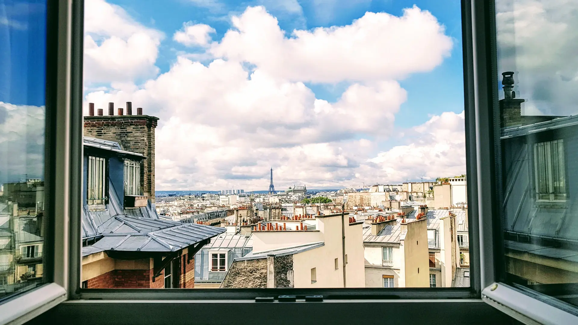 Parisian skyline penthouse with terrace at dusk
