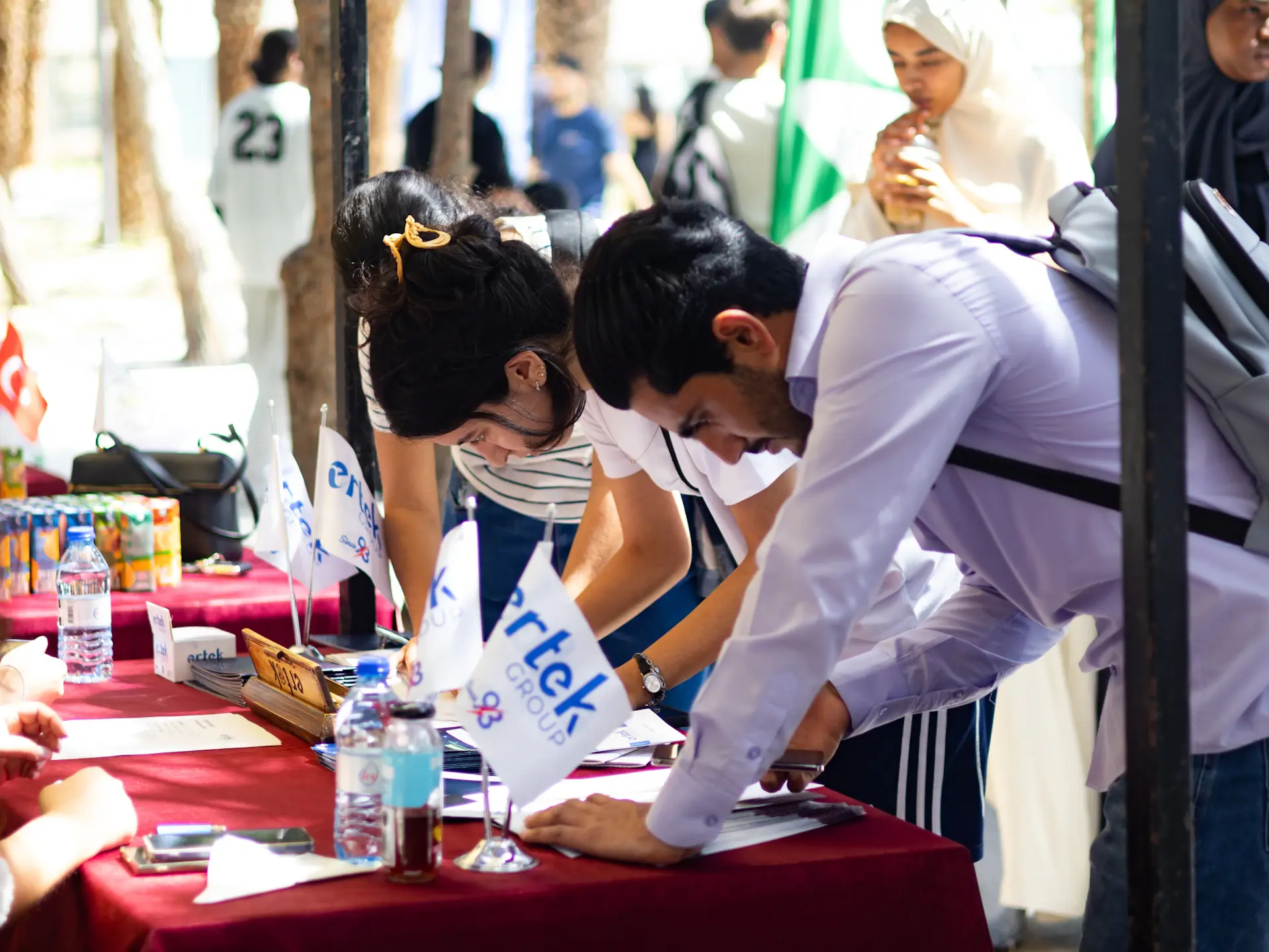 China study fair booth and visitors