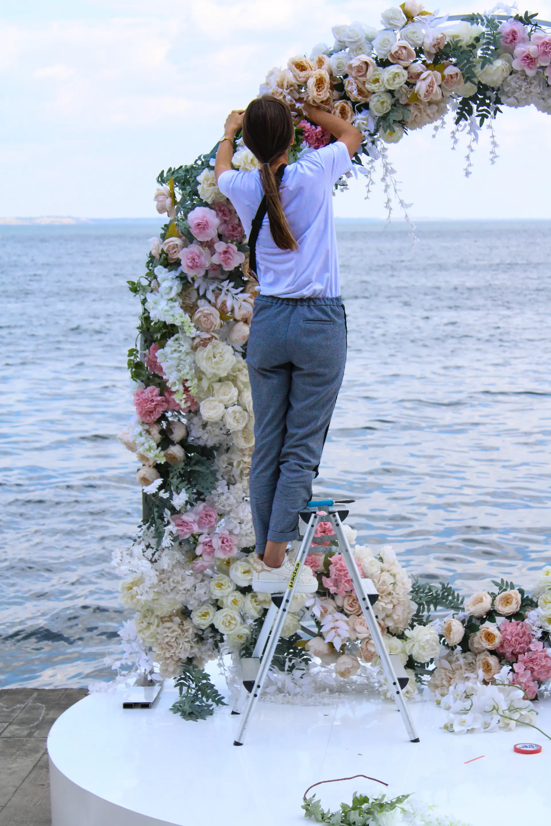 Floral arch above the altar