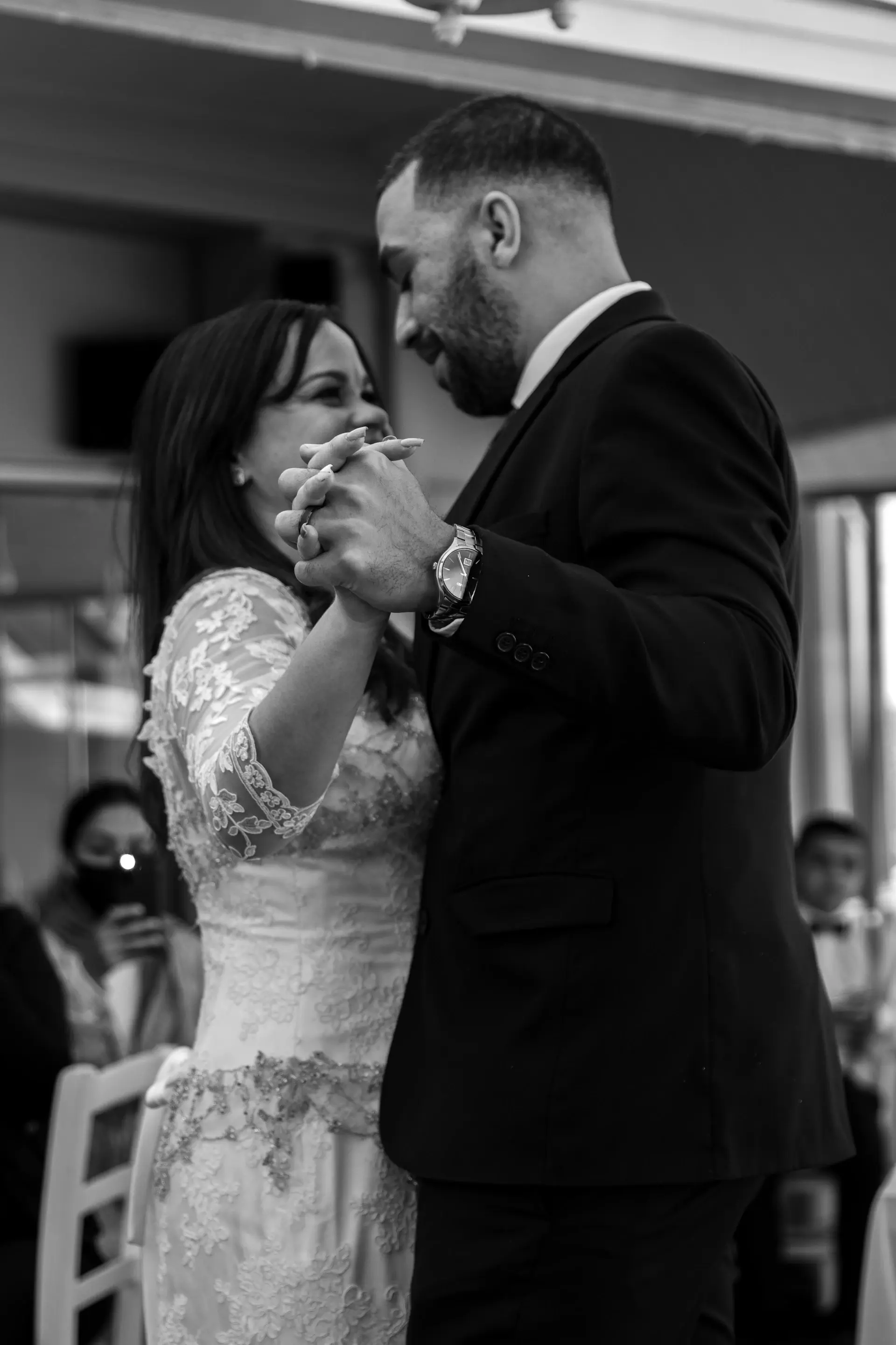The couple's first dance beneath three hundred candles