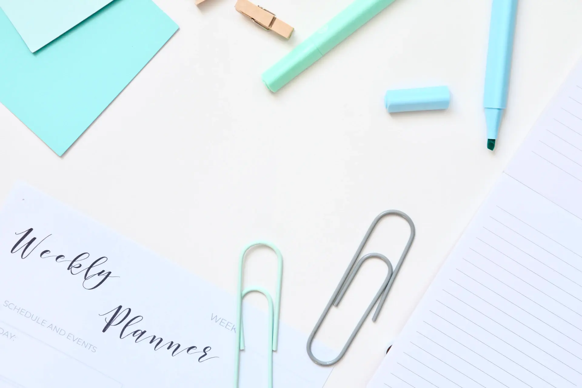 Notebook with a daily routine outlined in pen